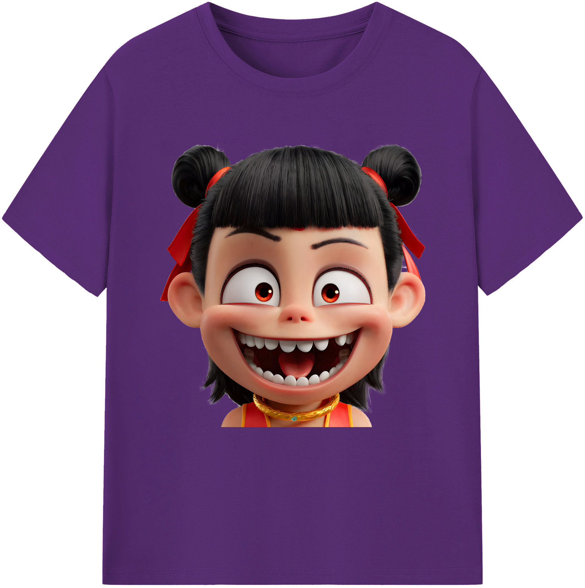 （画像用） Ne Zha 2 ナタ 魔童の大暴れ 綿100％半袖Tシャツ（フロントプリント）