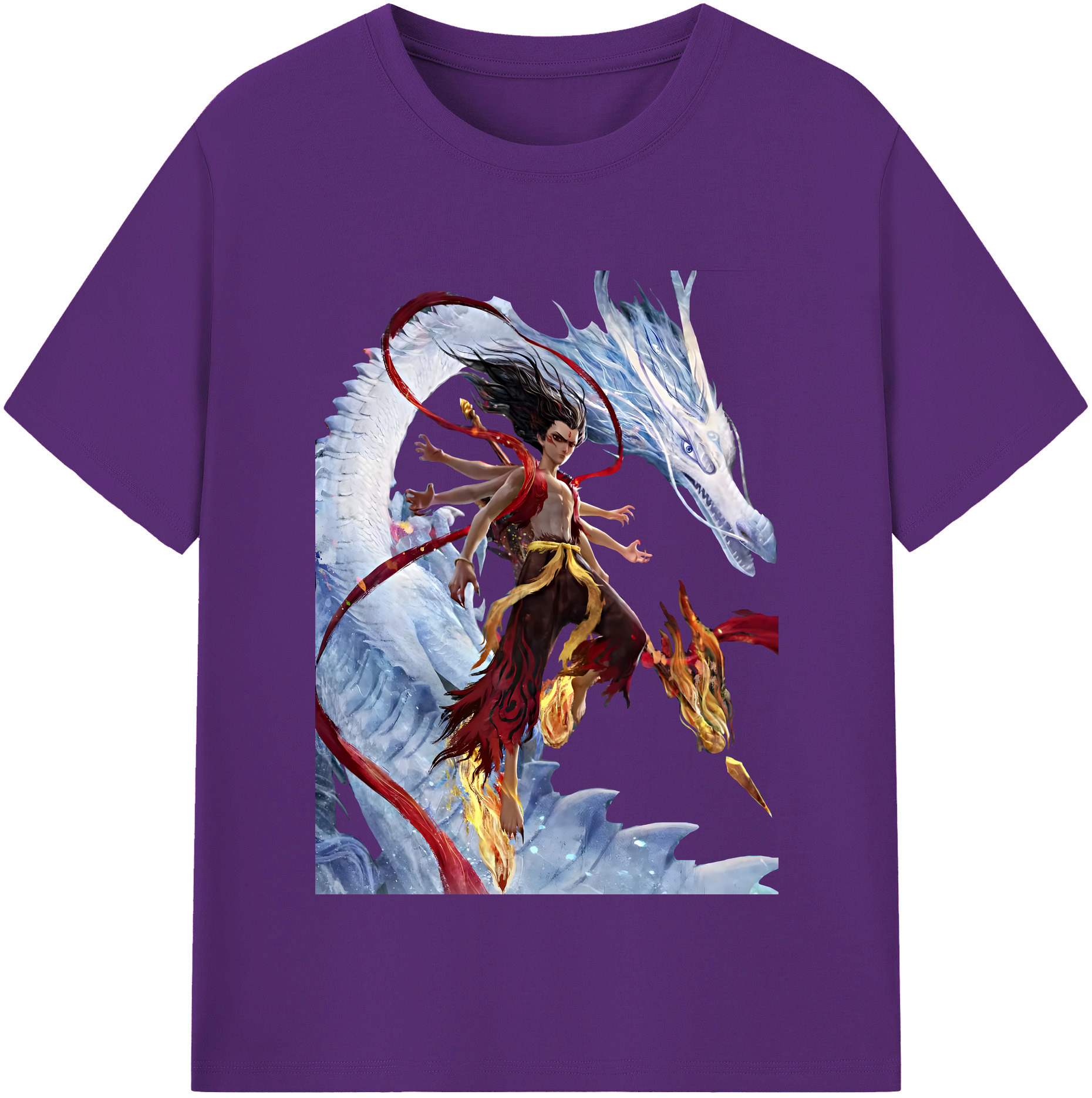 （画像用） Ne Zha 2 ナタ 魔童の大暴れ 綿100％半袖Tシャツ（フロントプリント）