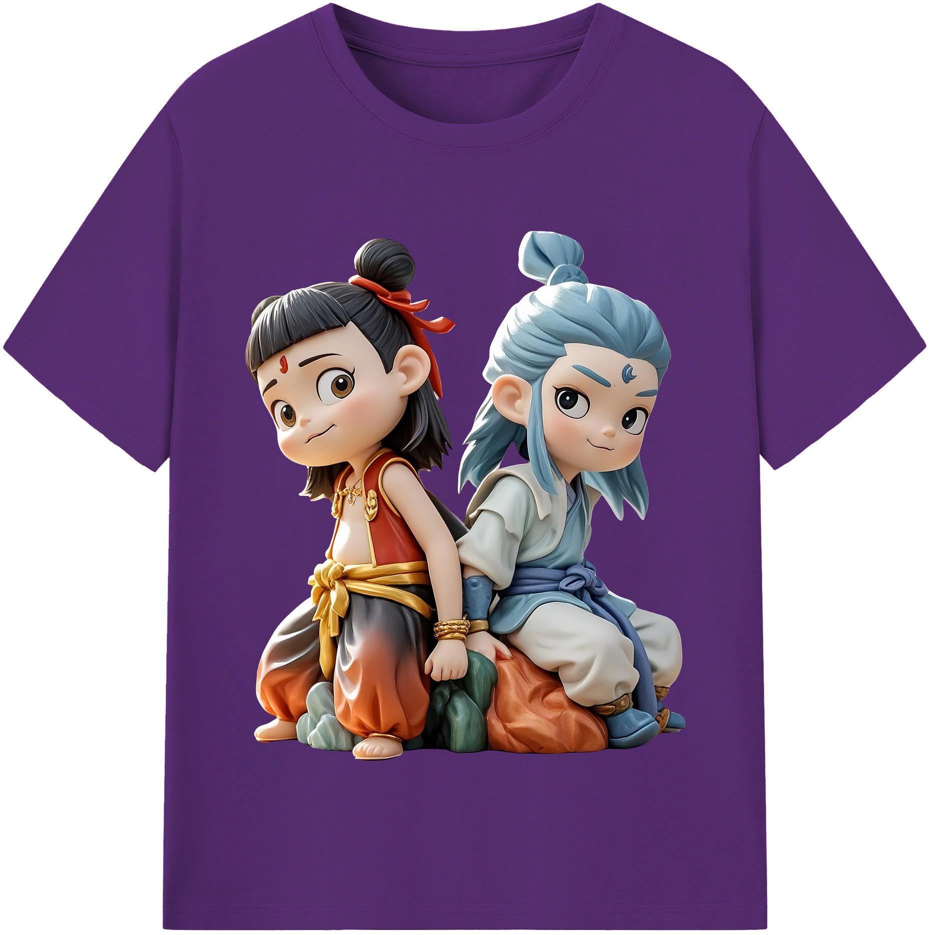 （画像用） Ne Zha 2 ナタ 魔童の大暴れ 綿100％半袖Tシャツ（フロントプリント）