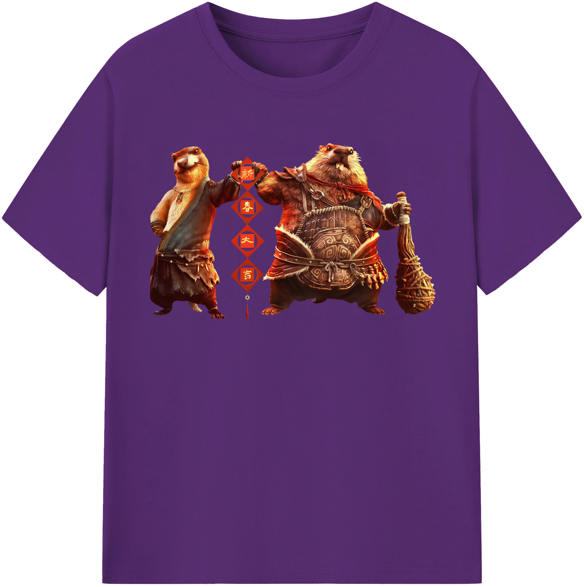 （画像用） Ne Zha 2 ナタ 魔童の大暴れ 綿100％半袖Tシャツ（フロントプリント）