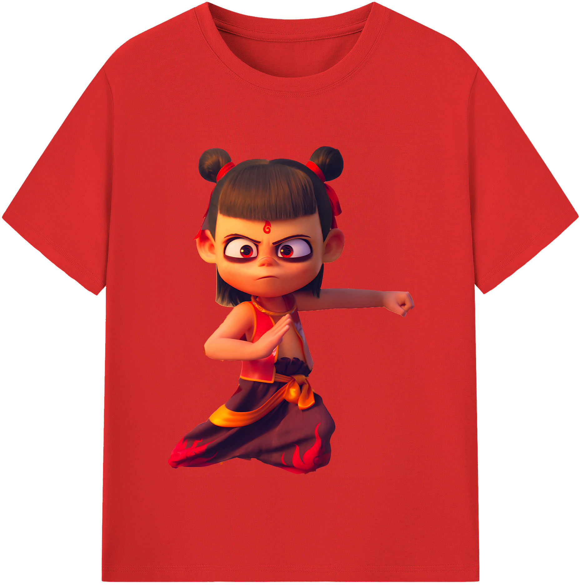 （画像用） Ne Zha 2 ナタ 魔童の大暴れ 綿100％半袖Tシャツ（フロントプリント）