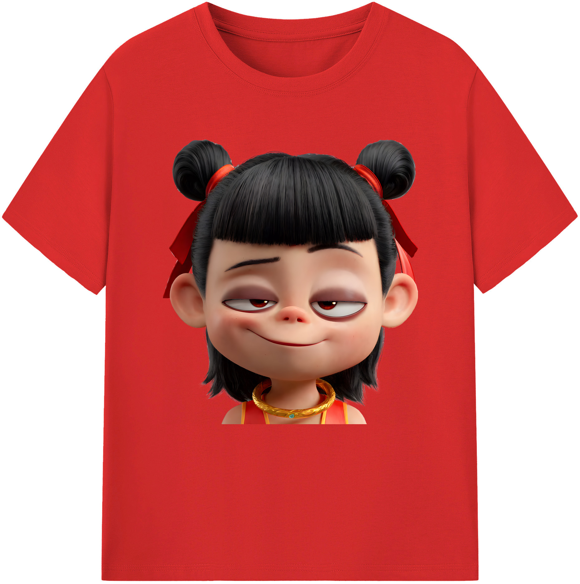 （画像用） Ne Zha 2 ナタ 魔童の大暴れ 綿100％半袖Tシャツ（フロントプリント）