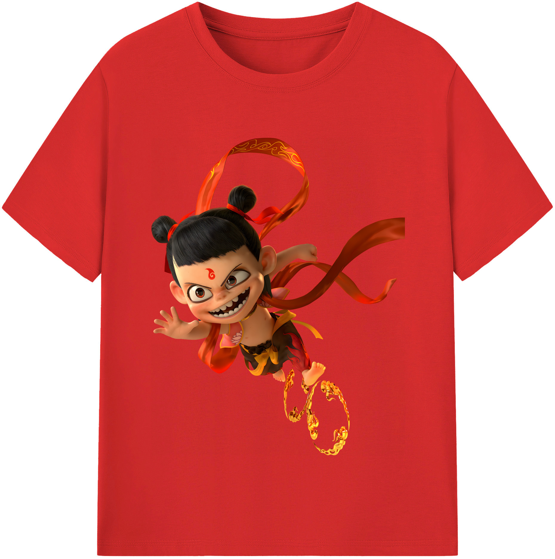 （画像用） Ne Zha 2 ナタ 魔童の大暴れ 綿100％半袖Tシャツ（フロントプリント）