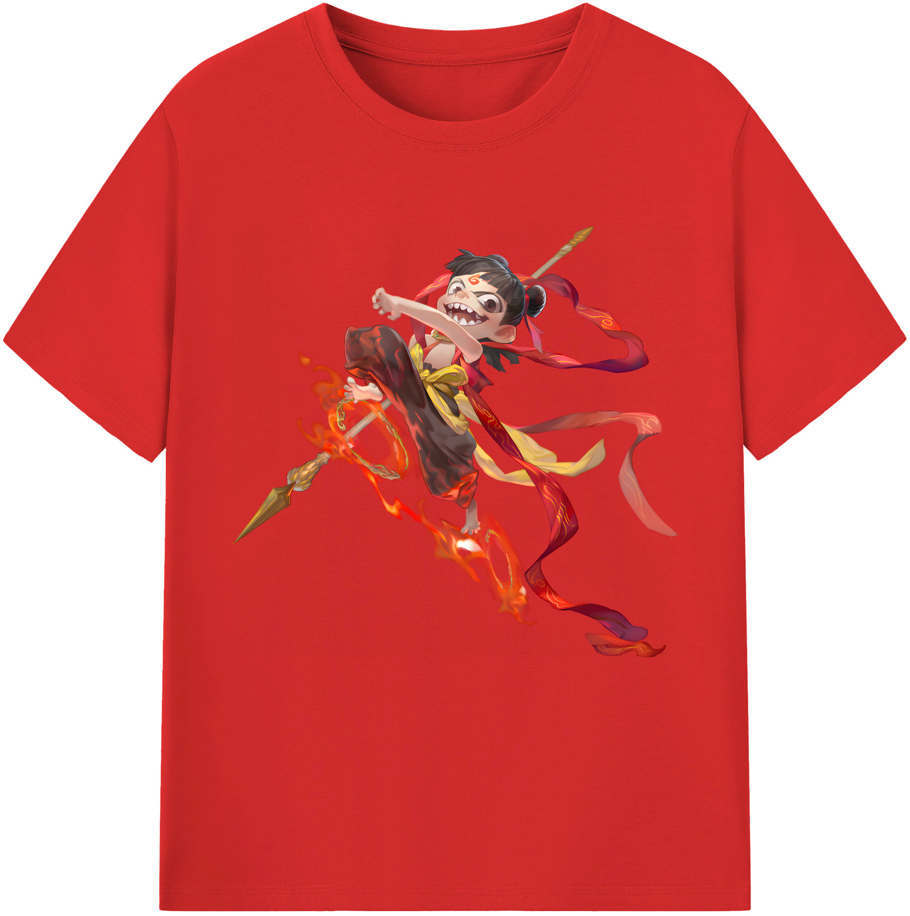 （画像用） Ne Zha 2 ナタ 魔童の大暴れ 綿100％半袖Tシャツ（フロントプリント）