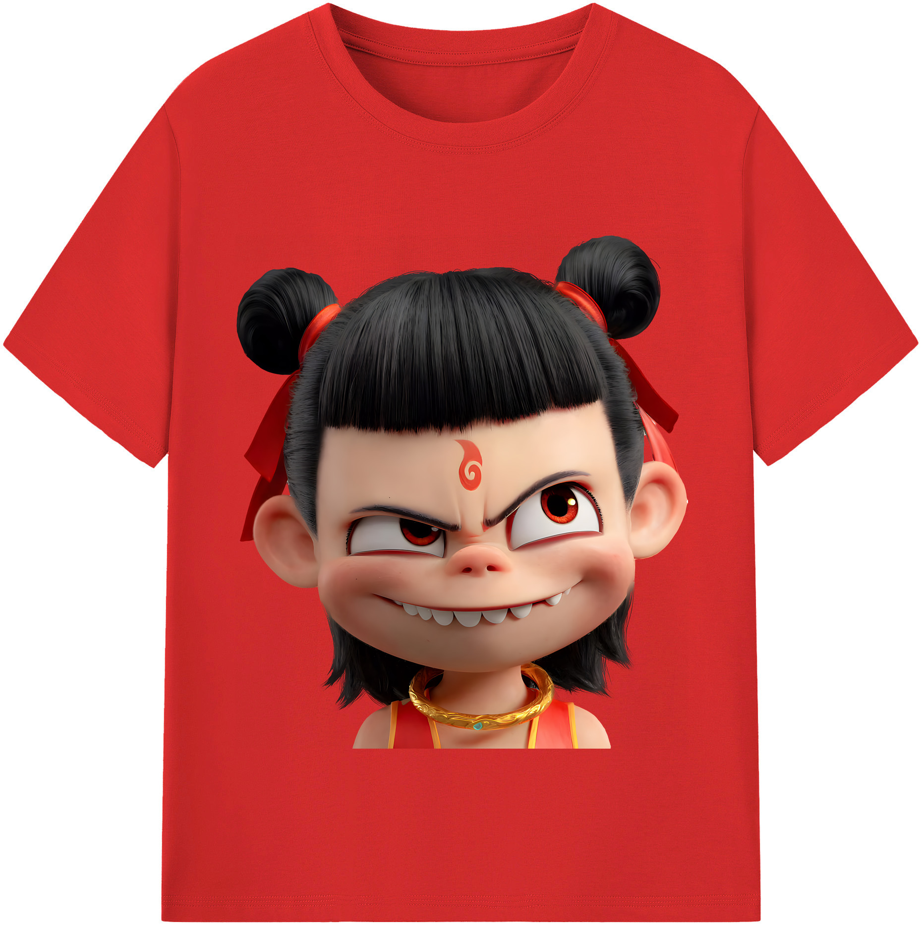 （画像用） Ne Zha 2 ナタ 魔童の大暴れ 綿100％半袖Tシャツ（フロントプリント）