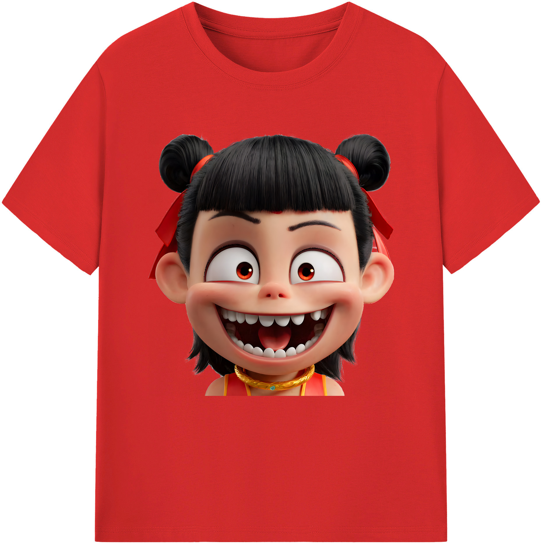 （画像用） Ne Zha 2 ナタ 魔童の大暴れ 綿100％半袖Tシャツ（フロントプリント）