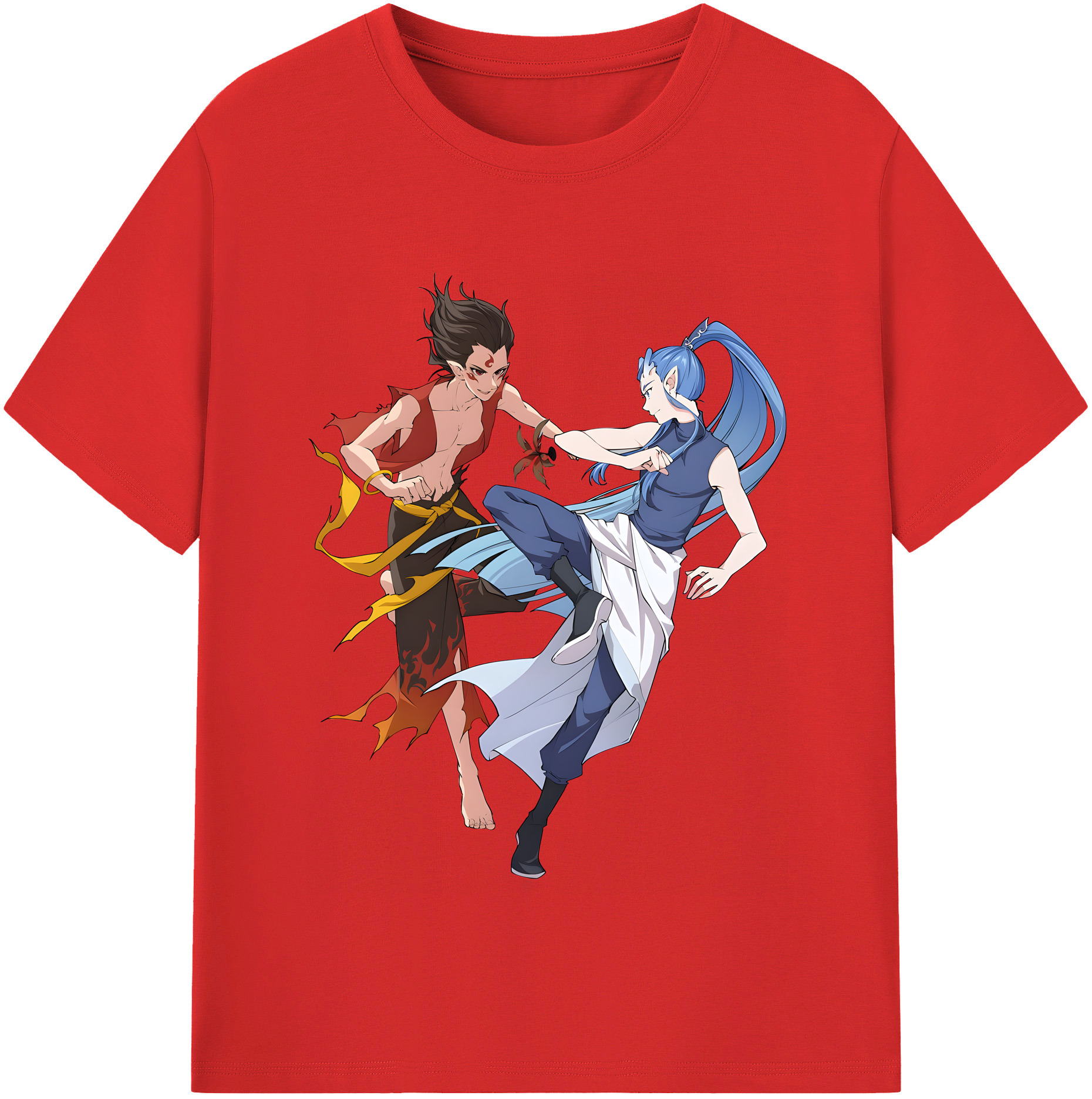 （画像用） Ne Zha 2 ナタ 魔童の大暴れ 綿100％半袖Tシャツ（フロントプリント）