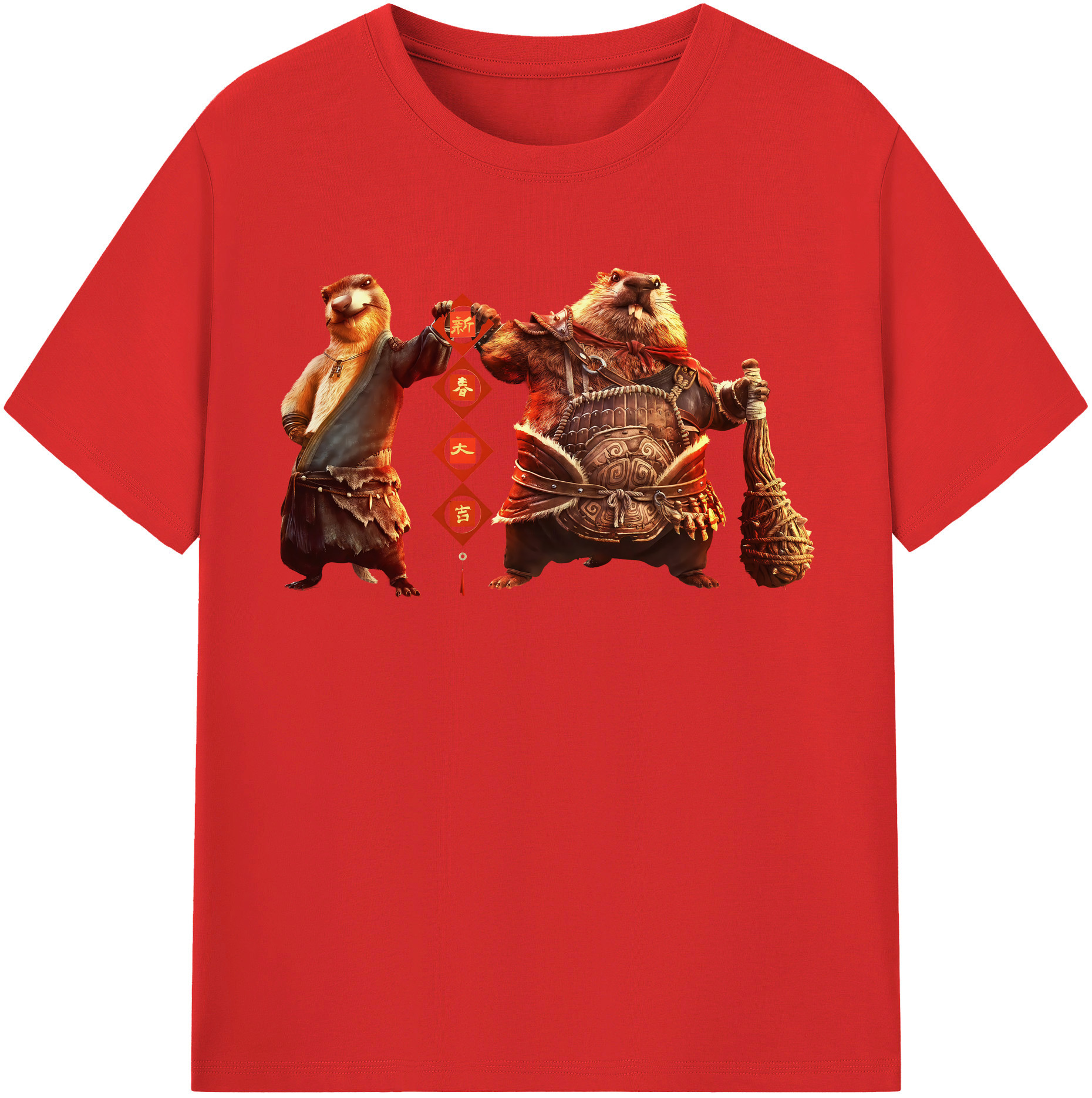 （画像用） Ne Zha 2 ナタ 魔童の大暴れ 綿100％半袖Tシャツ（フロントプリント）