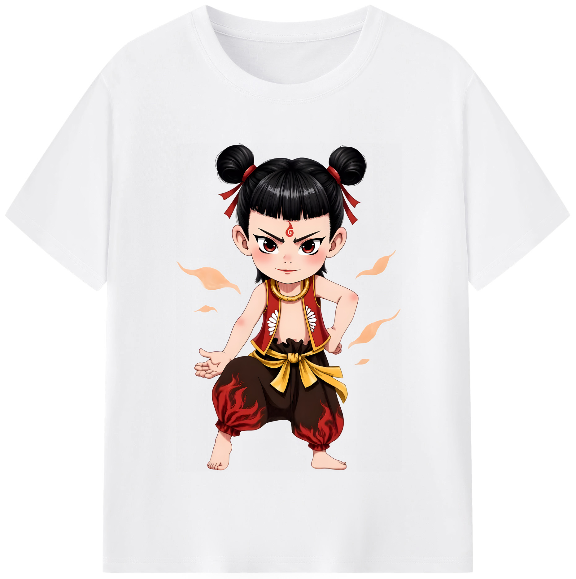 （画像用） Ne Zha 2 ナタ 魔童の大暴れ 綿100％半袖Tシャツ（フロントプリント）