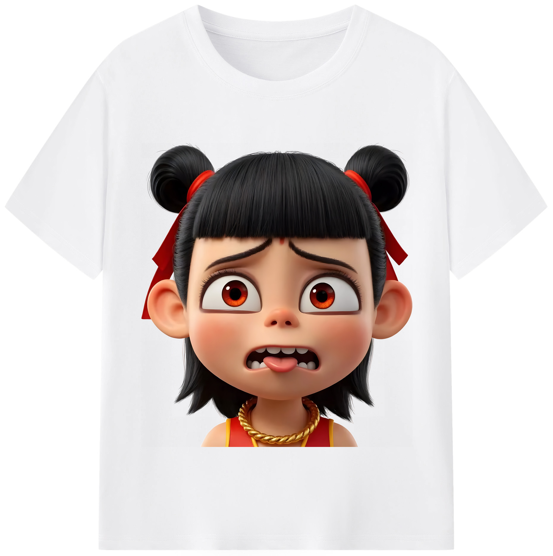 （画像用） Ne Zha 2 ナタ 魔童の大暴れ 綿100％半袖Tシャツ（フロントプリント）