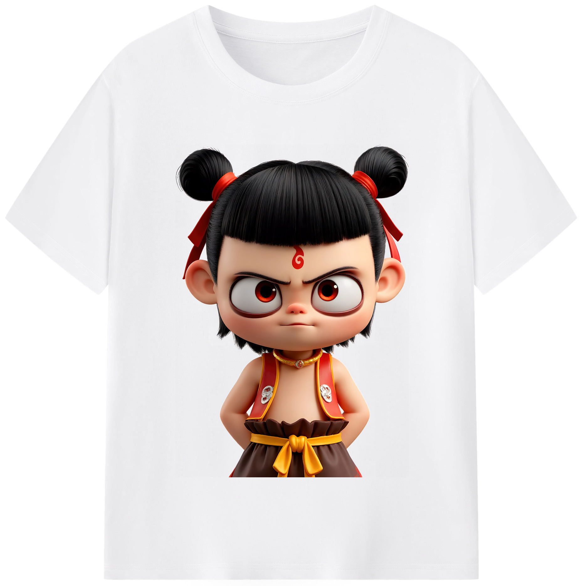 （画像用） Ne Zha 2 ナタ 魔童の大暴れ 綿100％半袖Tシャツ（フロントプリント）