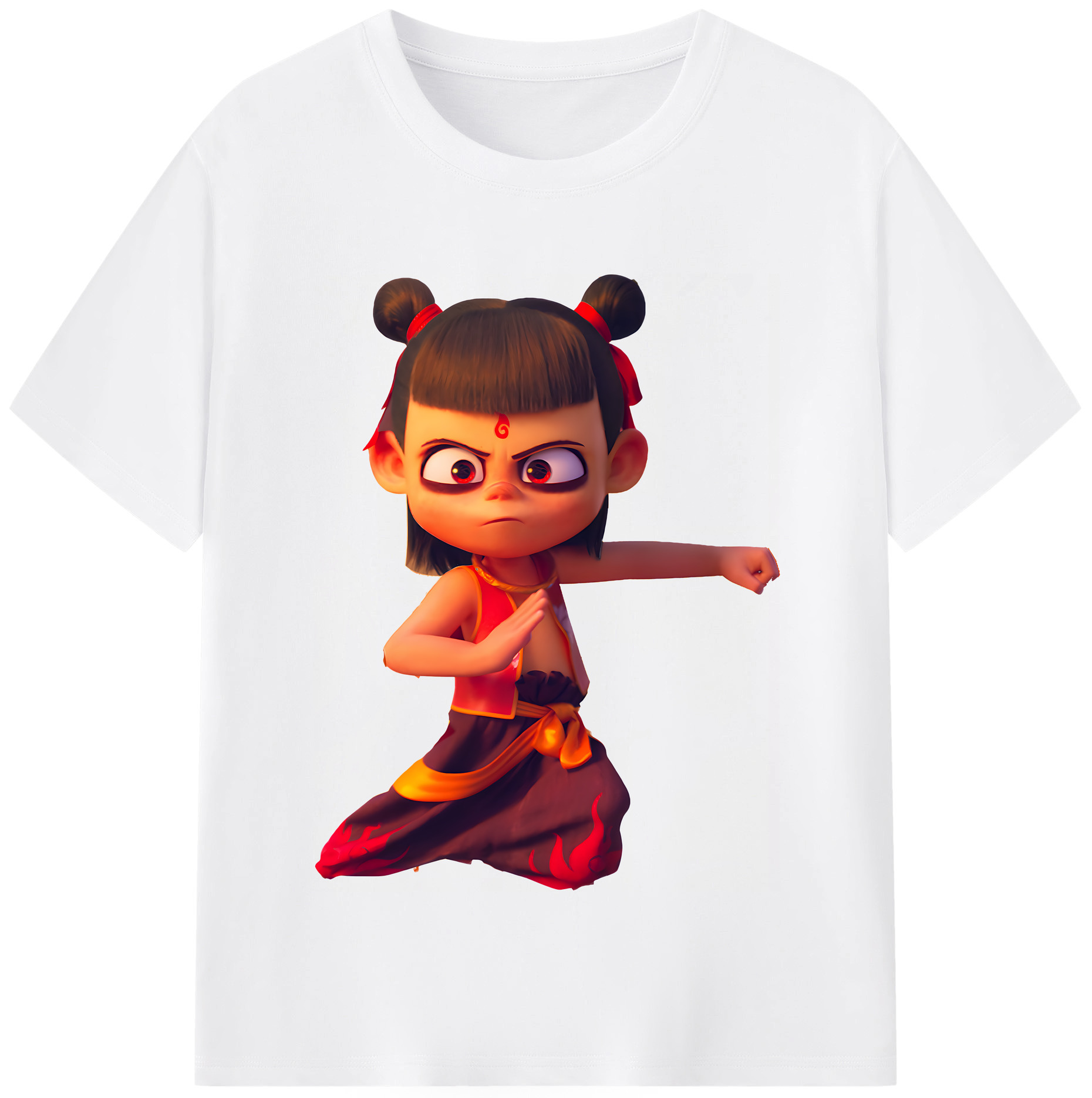 （画像用） Ne Zha 2 ナタ 魔童の大暴れ 綿100％半袖Tシャツ（フロントプリント）