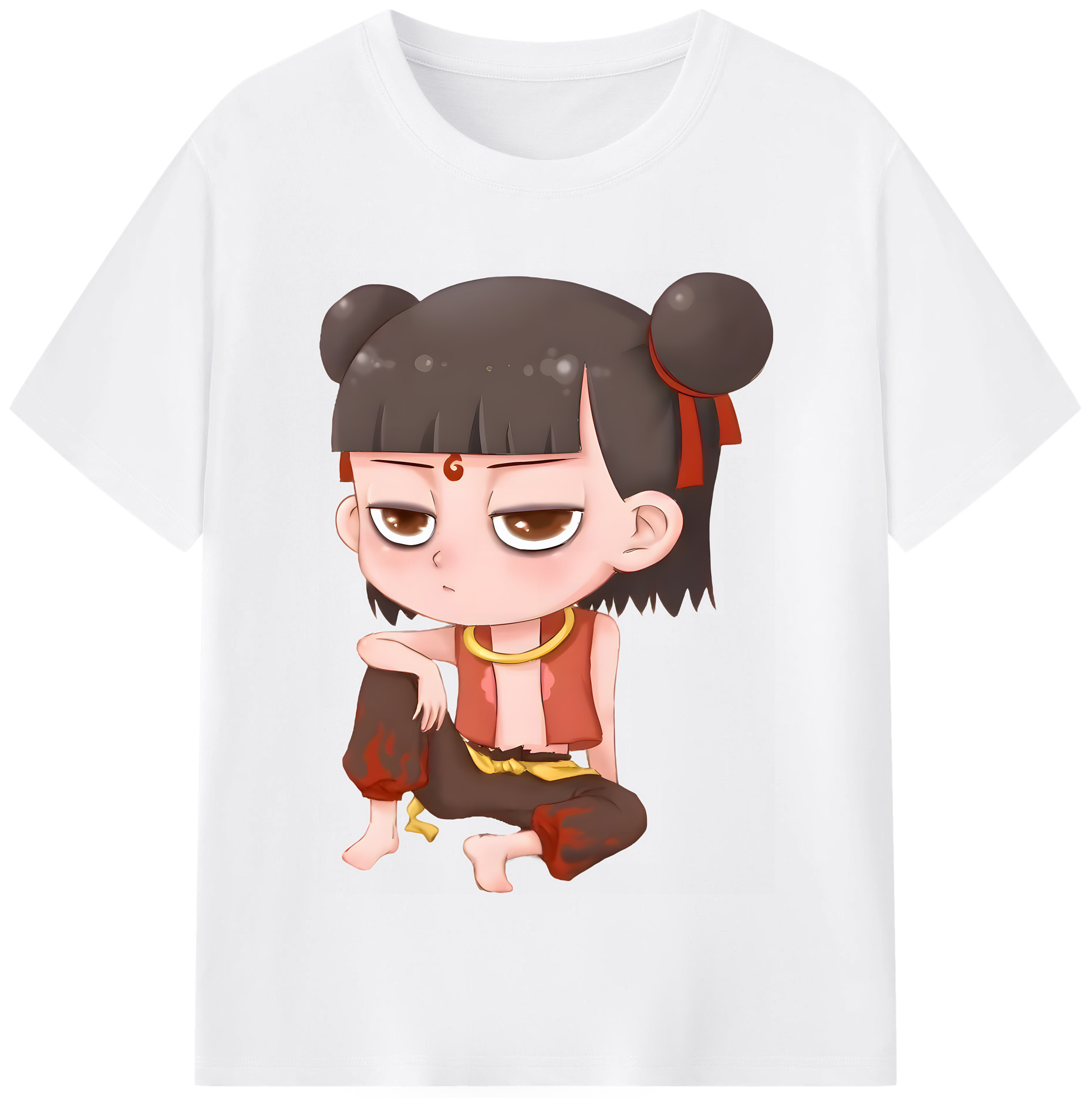 （画像用） Ne Zha 2 ナタ 魔童の大暴れ 綿100％半袖Tシャツ（フロントプリント）