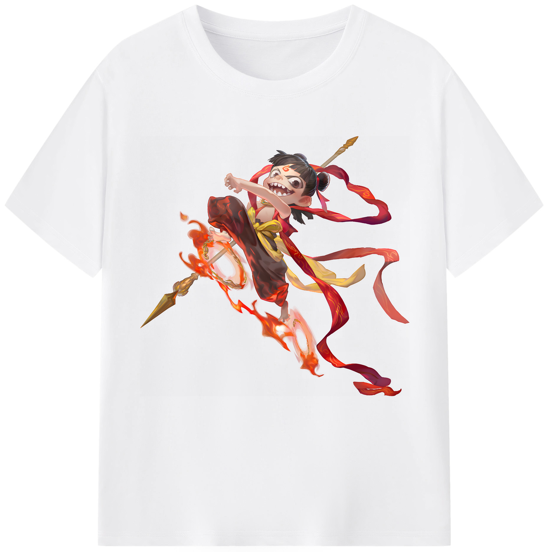 （画像用） Ne Zha 2 ナタ 魔童の大暴れ 綿100％半袖Tシャツ（フロントプリント）