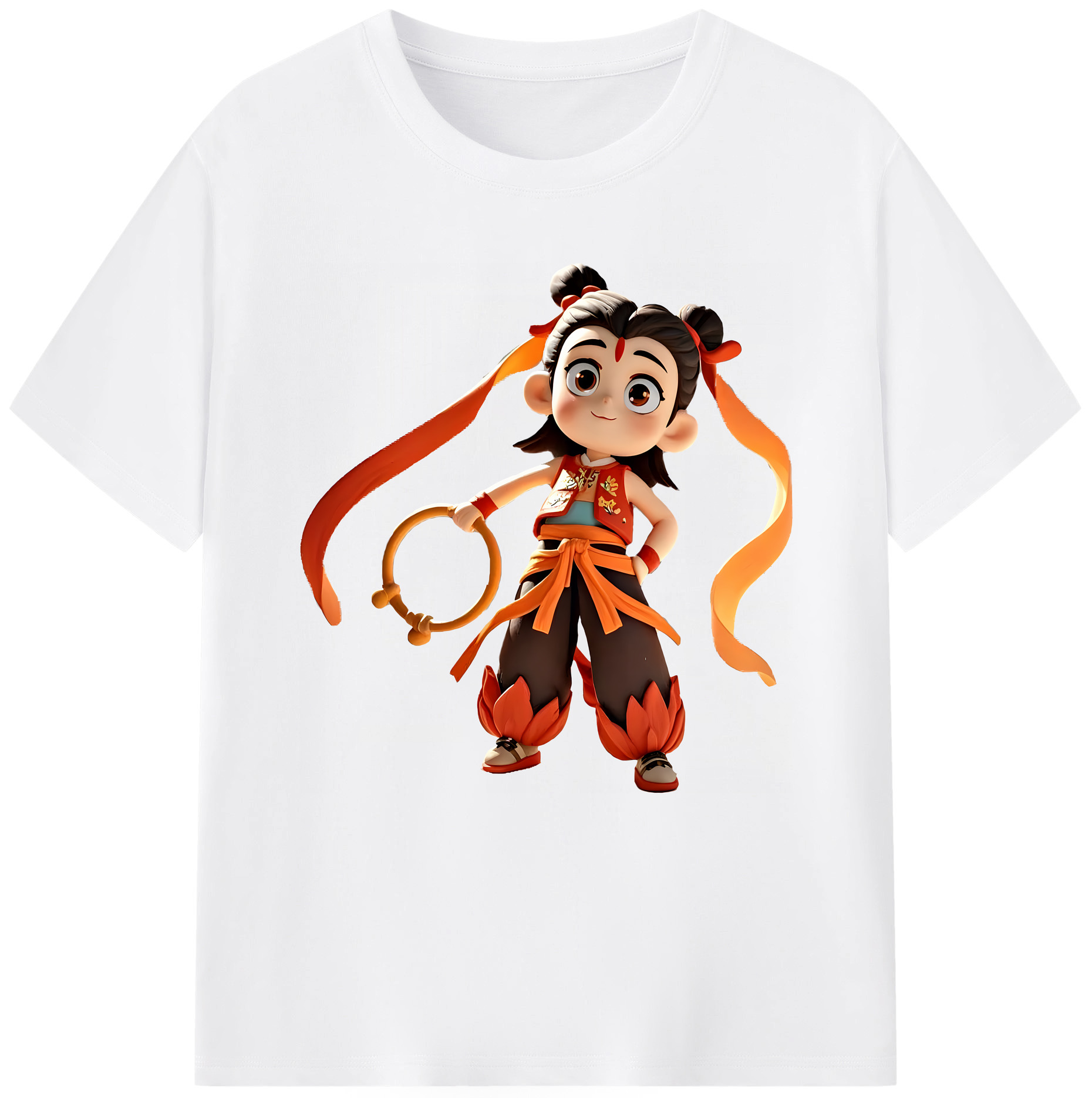 （画像用） Ne Zha 2 ナタ 魔童の大暴れ 綿100％半袖Tシャツ（フロントプリント）