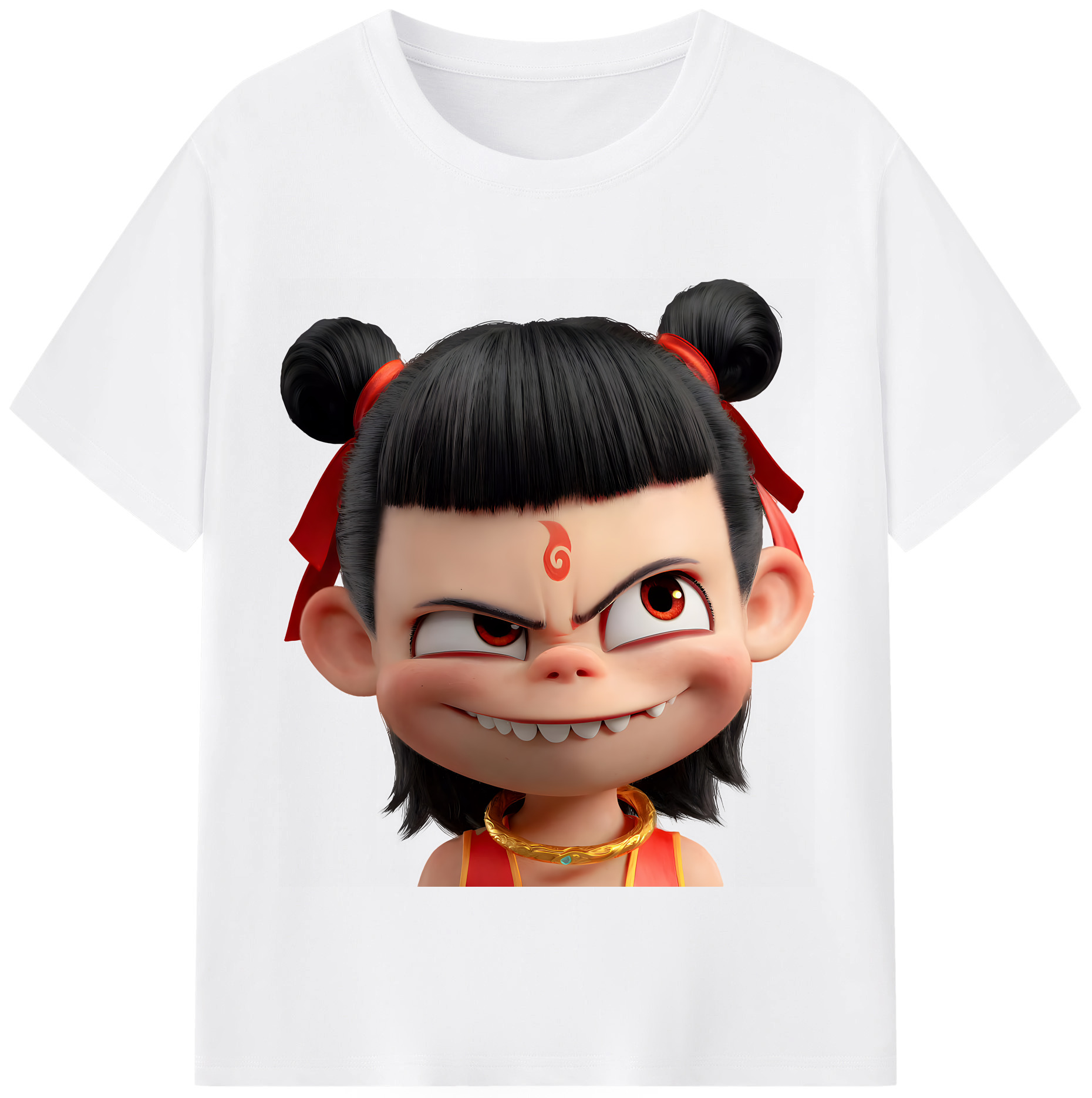 （画像用） Ne Zha 2 ナタ 魔童の大暴れ 綿100％半袖Tシャツ（フロントプリント）