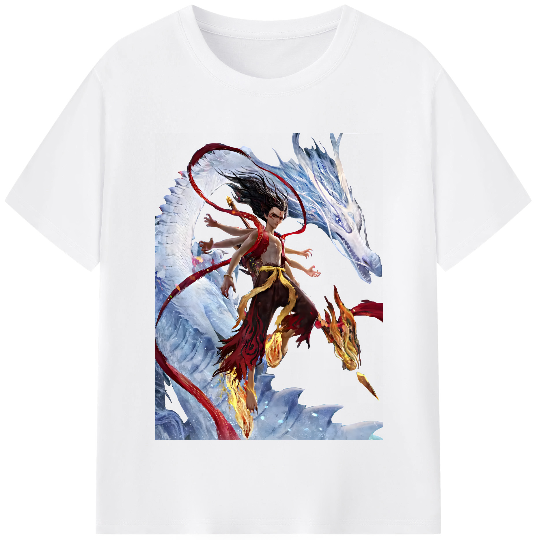 （画像用） Ne Zha 2 ナタ 魔童の大暴れ 綿100％半袖Tシャツ（フロントプリント）