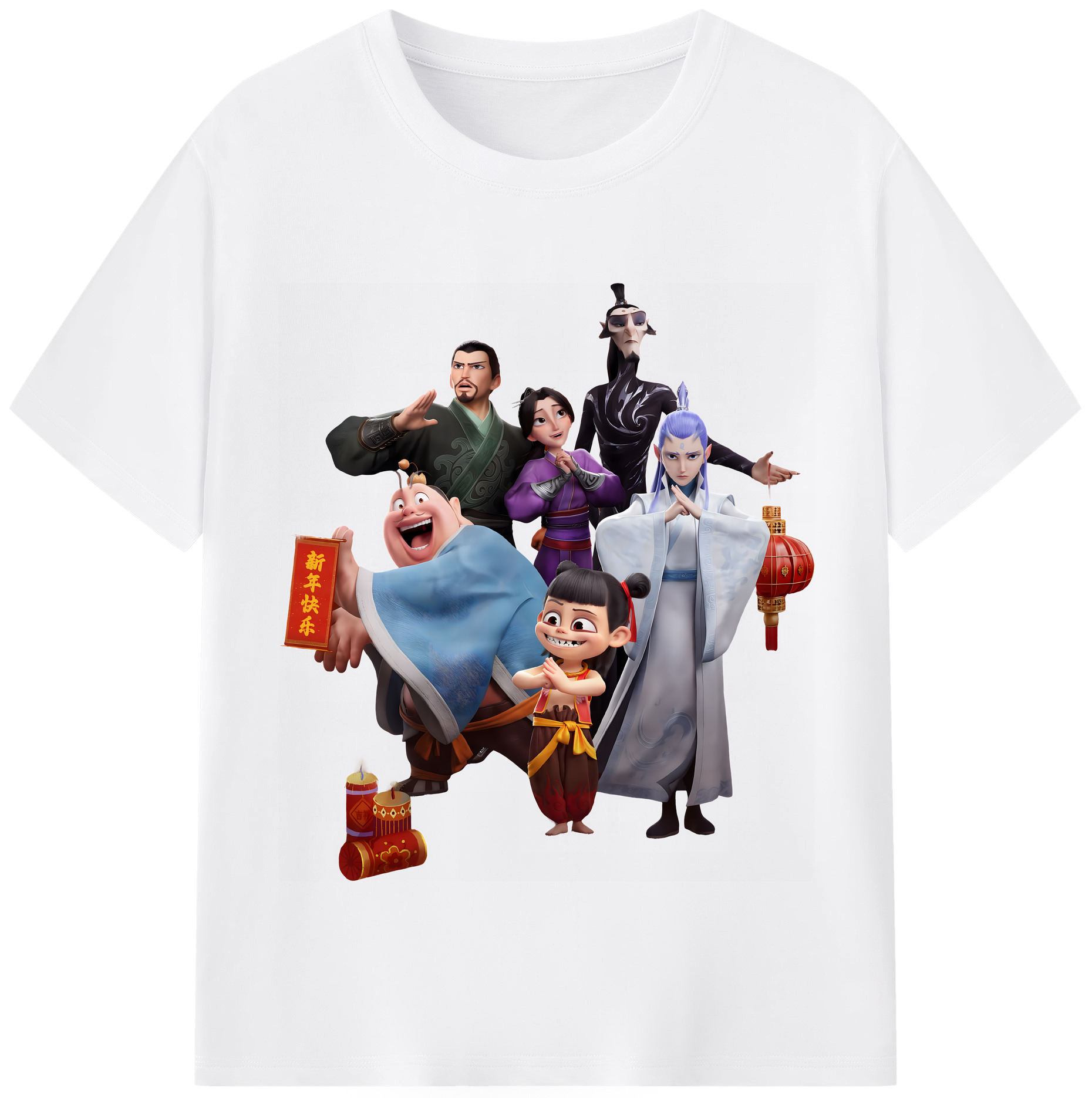 （画像用） Ne Zha 2 ナタ 魔童の大暴れ 綿100％半袖Tシャツ（フロントプリント）