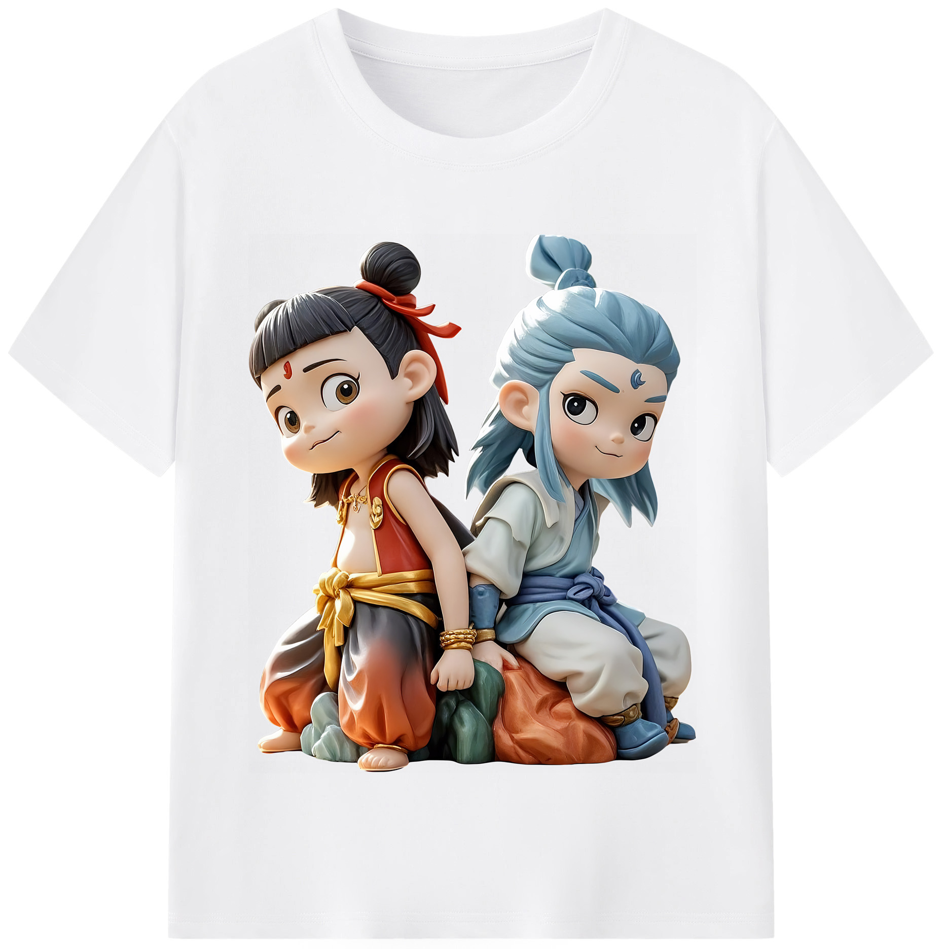 （画像用） Ne Zha 2 ナタ 魔童の大暴れ 綿100％半袖Tシャツ（フロントプリント）