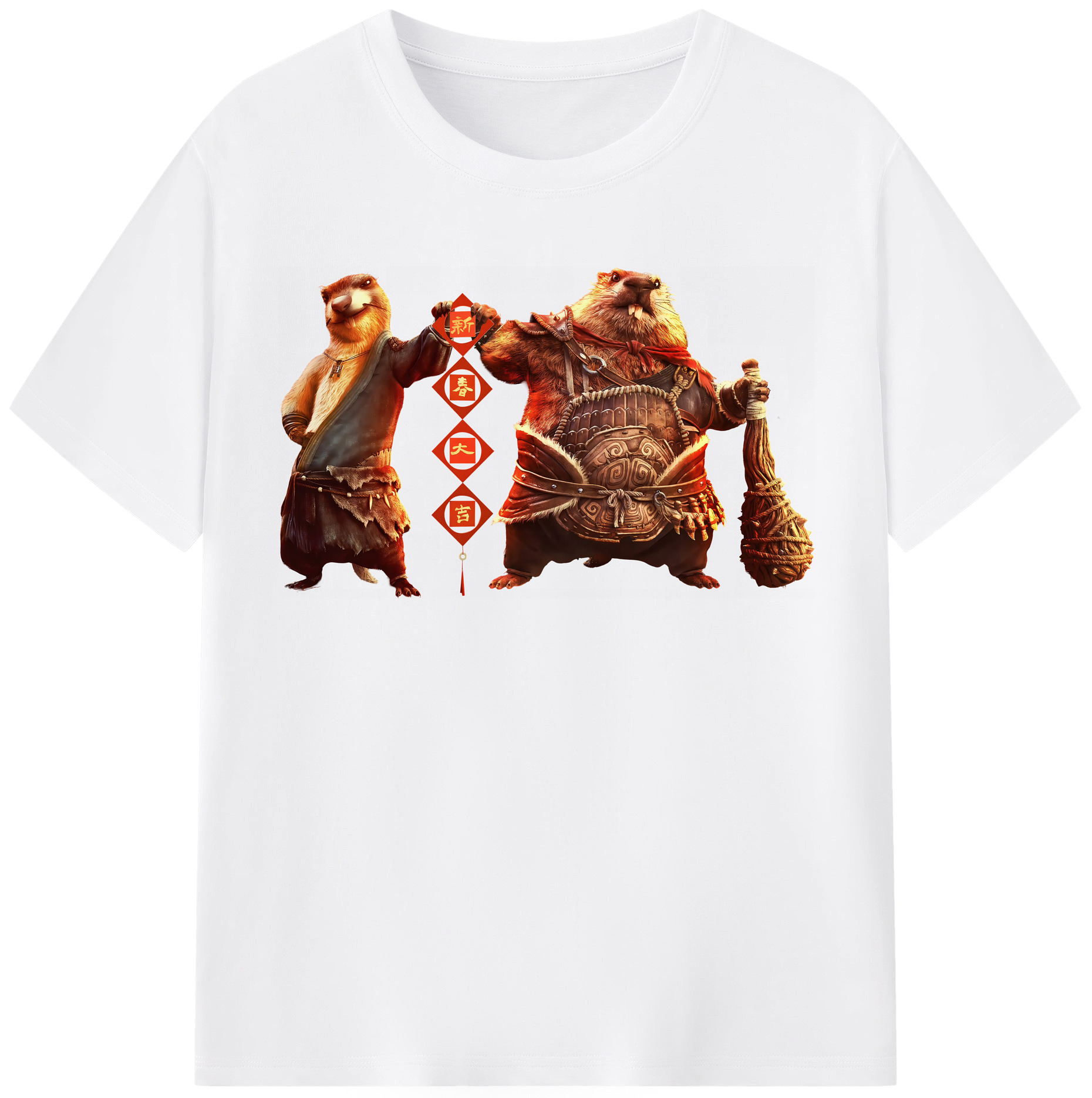 （画像用） Ne Zha 2 ナタ 魔童の大暴れ 綿100％半袖Tシャツ（フロントプリント）