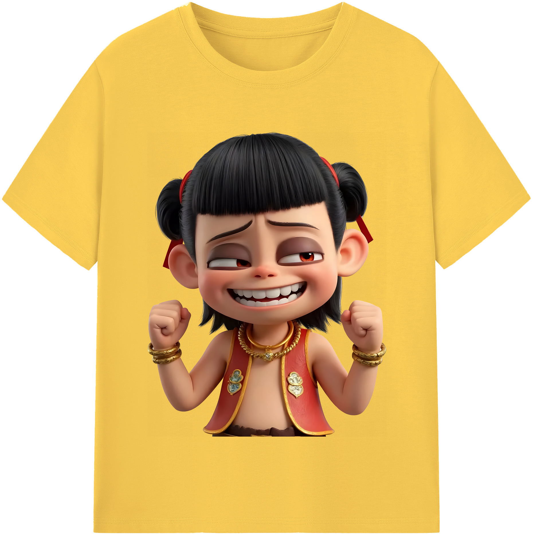 （画像用） Ne Zha 2 ナタ 魔童の大暴れ 綿100％半袖Tシャツ（フロントプリント）