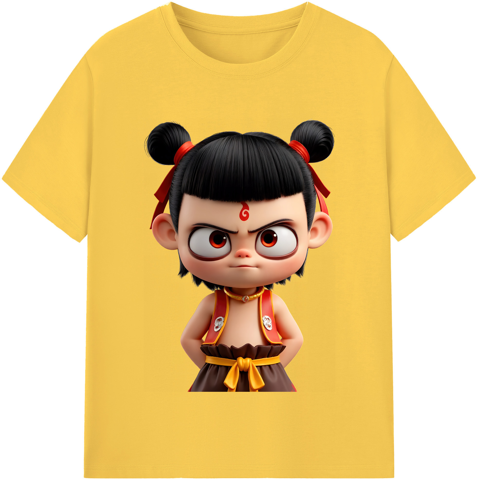 （画像用） Ne Zha 2 ナタ 魔童の大暴れ 綿100％半袖Tシャツ（フロントプリント）