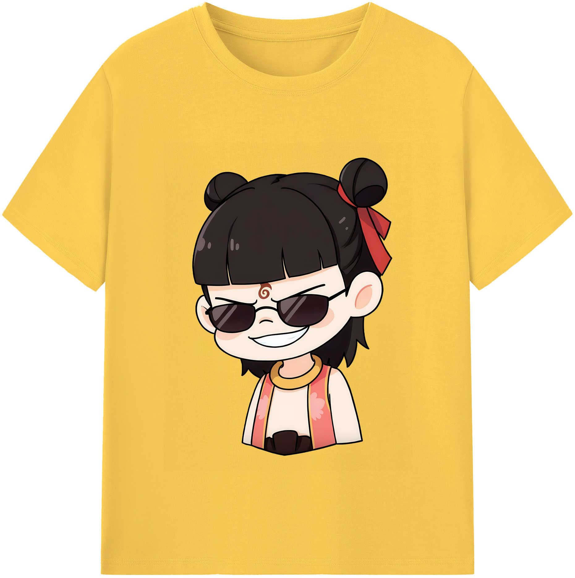 （画像用） Ne Zha 2 ナタ 魔童の大暴れ 綿100％半袖Tシャツ（フロントプリント）