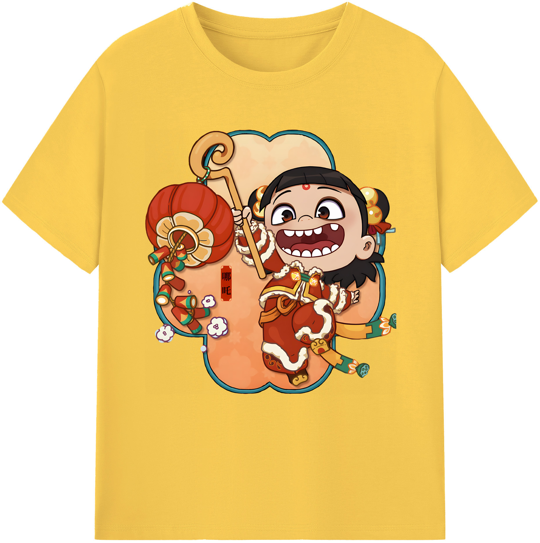 （画像用） Ne Zha 2 ナタ 魔童の大暴れ 綿100％半袖Tシャツ（フロントプリント）