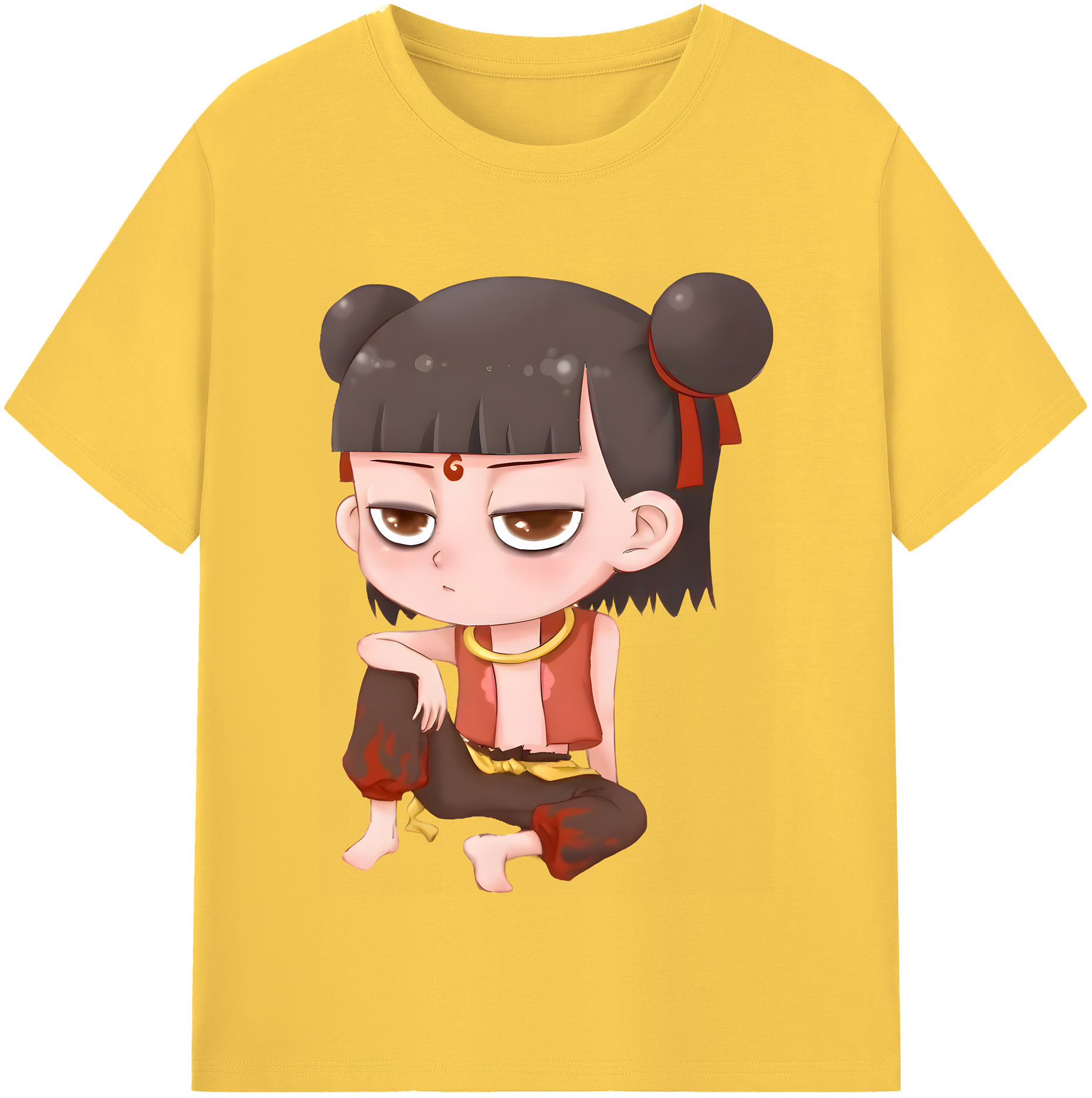 （画像用） Ne Zha 2 ナタ 魔童の大暴れ 綿100％半袖Tシャツ（フロントプリント）