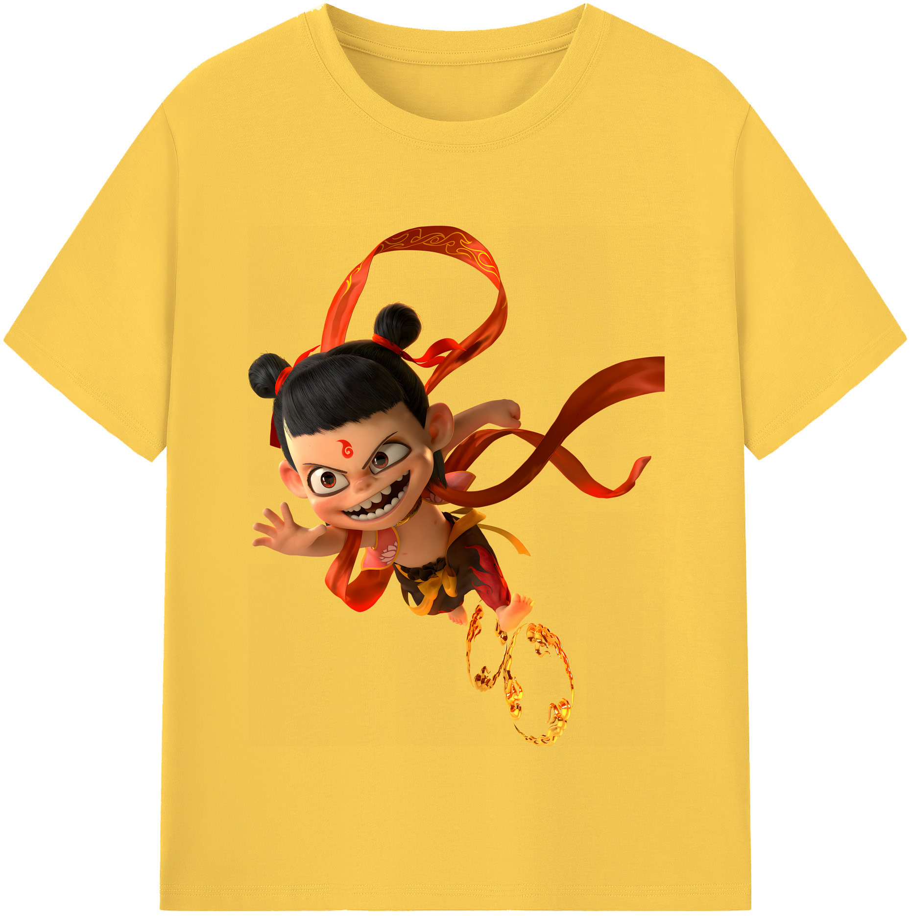 （画像用） Ne Zha 2 ナタ 魔童の大暴れ 綿100％半袖Tシャツ（フロントプリント）