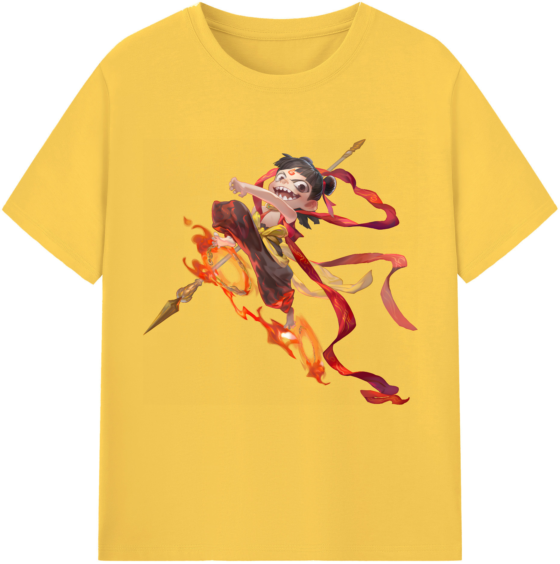 （画像用） Ne Zha 2 ナタ 魔童の大暴れ 綿100％半袖Tシャツ（フロントプリント）
