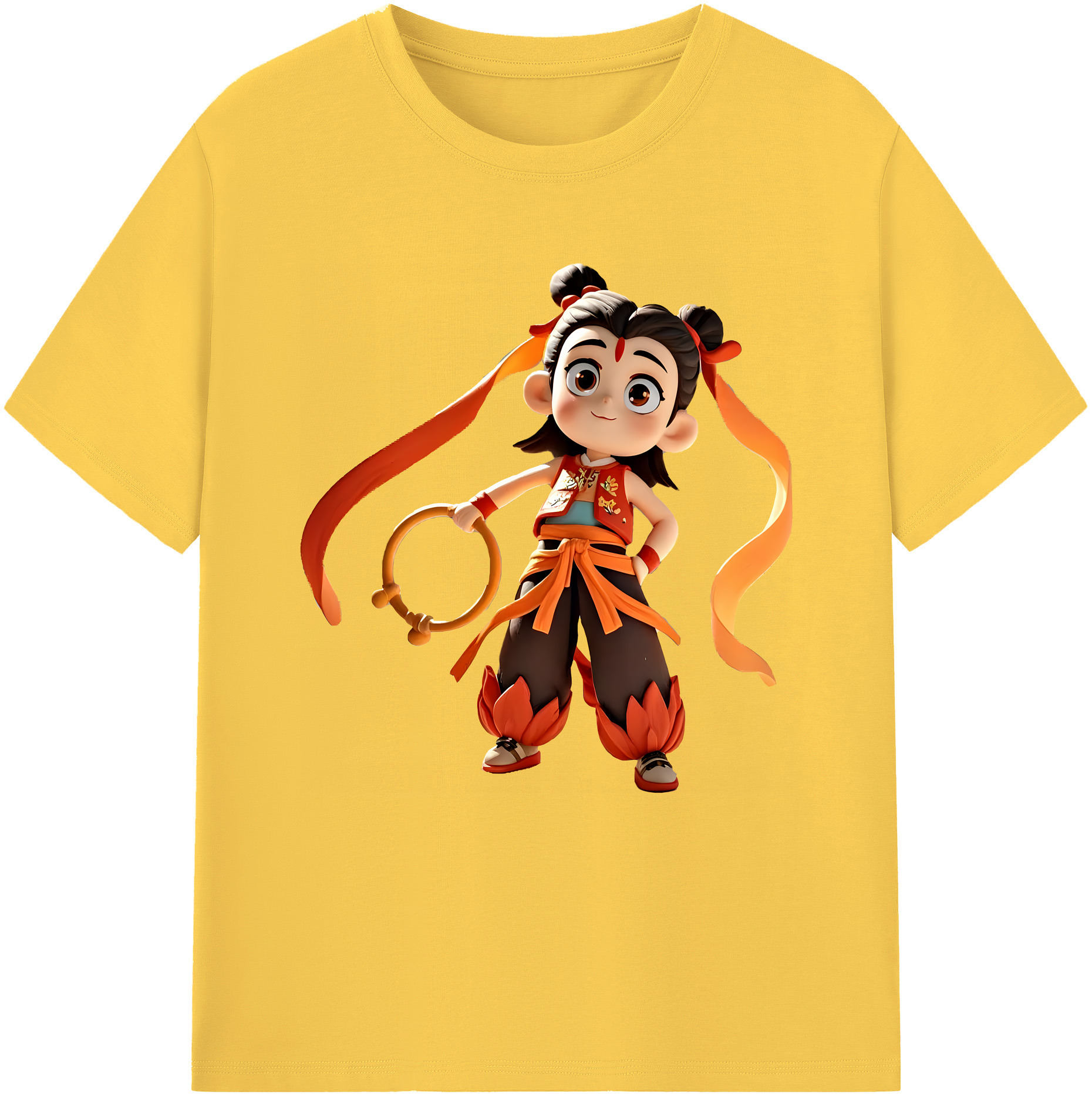 （画像用） Ne Zha 2 ナタ 魔童の大暴れ 綿100％半袖Tシャツ（フロントプリント）