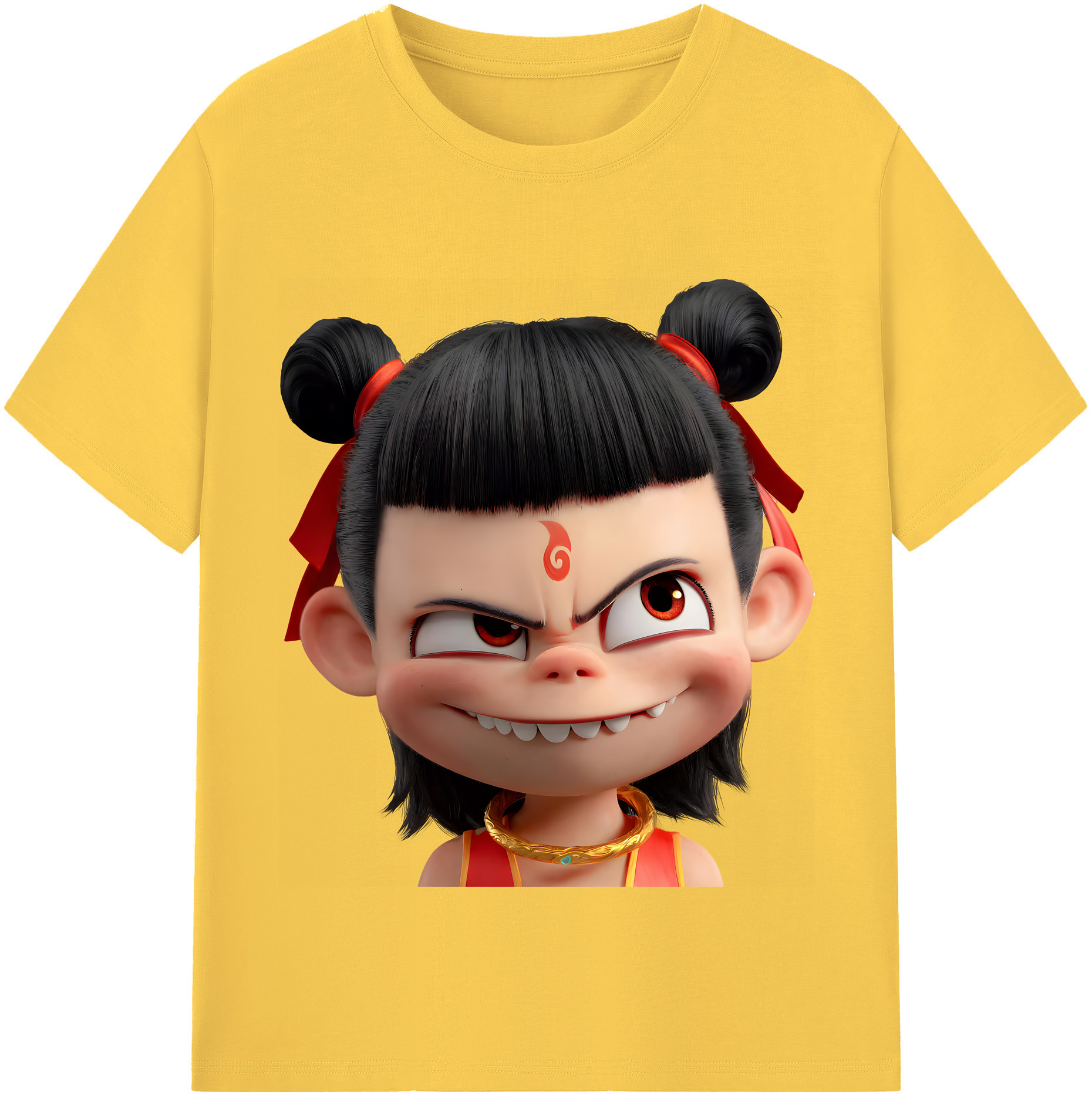 （画像用） Ne Zha 2 ナタ 魔童の大暴れ 綿100％半袖Tシャツ（フロントプリント）
