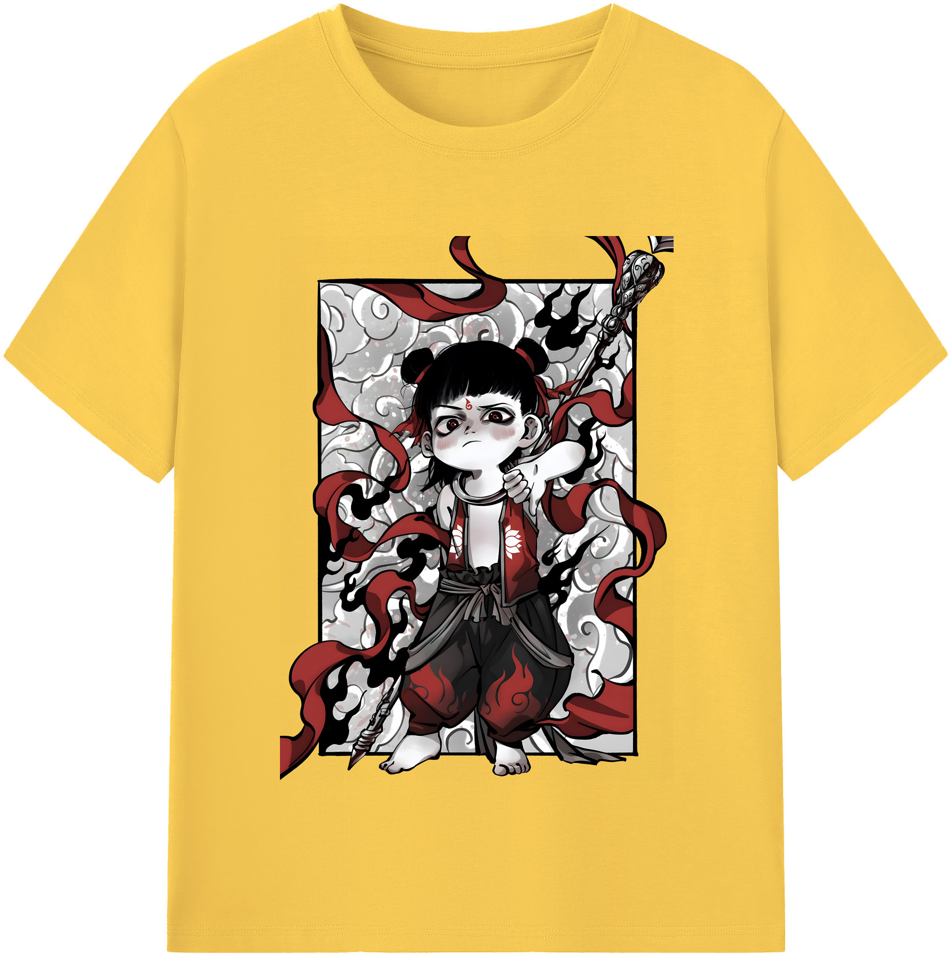 （画像用） Ne Zha 2 ナタ 魔童の大暴れ 綿100％半袖Tシャツ（フロントプリント）