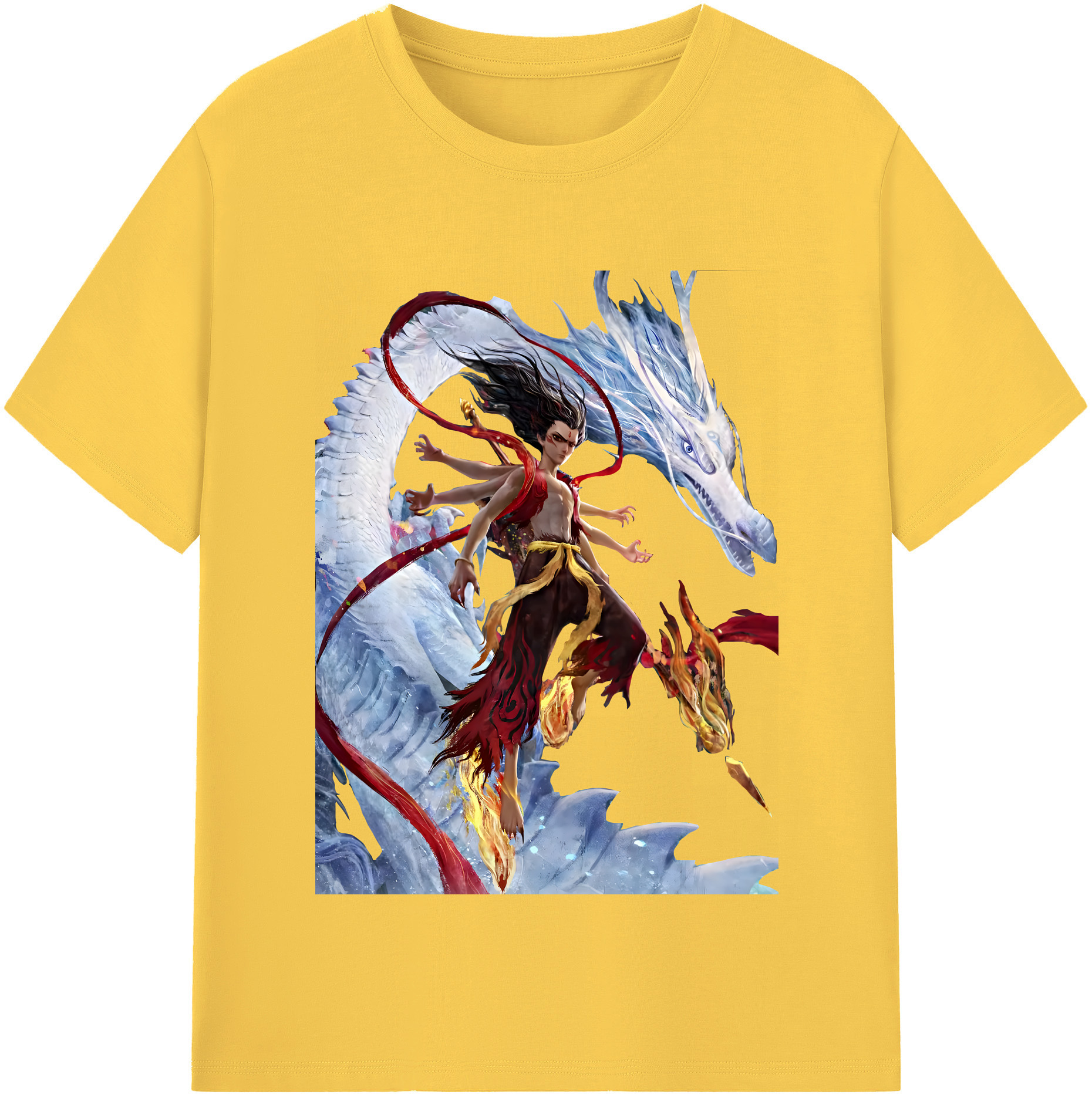 （画像用） Ne Zha 2 ナタ 魔童の大暴れ 綿100％半袖Tシャツ（フロントプリント）