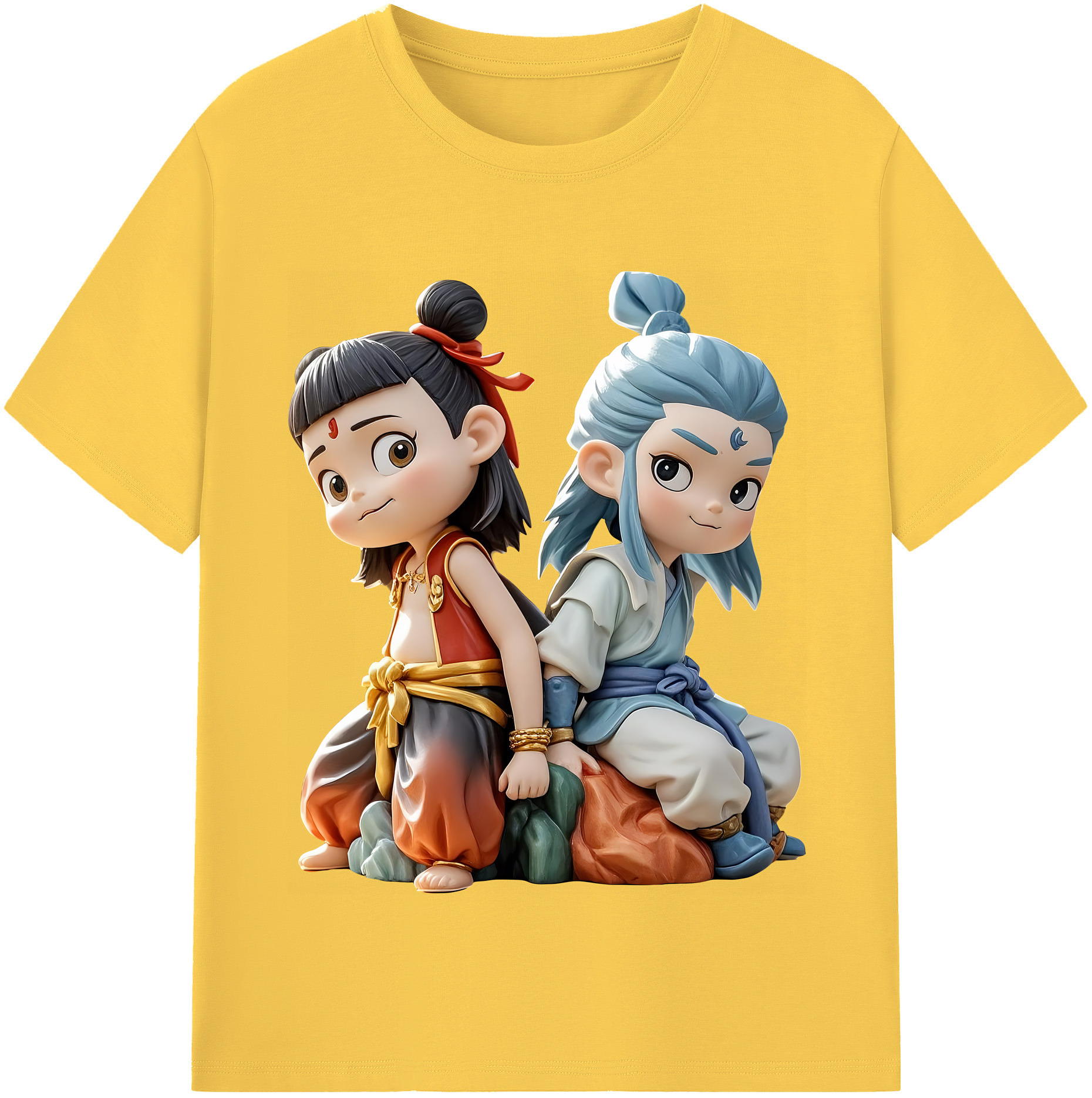 （画像用） Ne Zha 2 ナタ 魔童の大暴れ 綿100％半袖Tシャツ（フロントプリント）