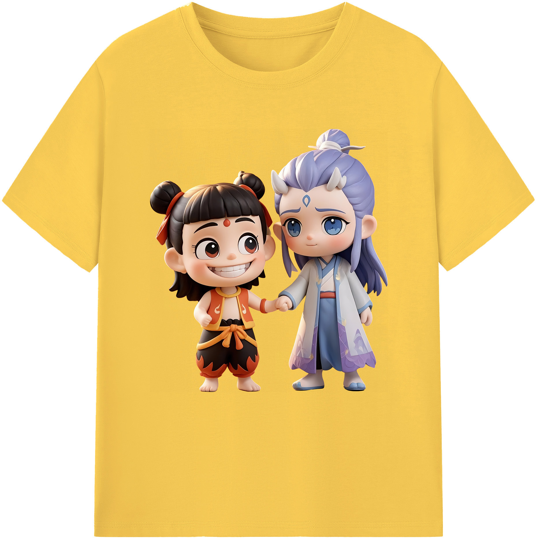 （画像用） Ne Zha 2 ナタ 魔童の大暴れ 綿100％半袖Tシャツ（フロントプリント）