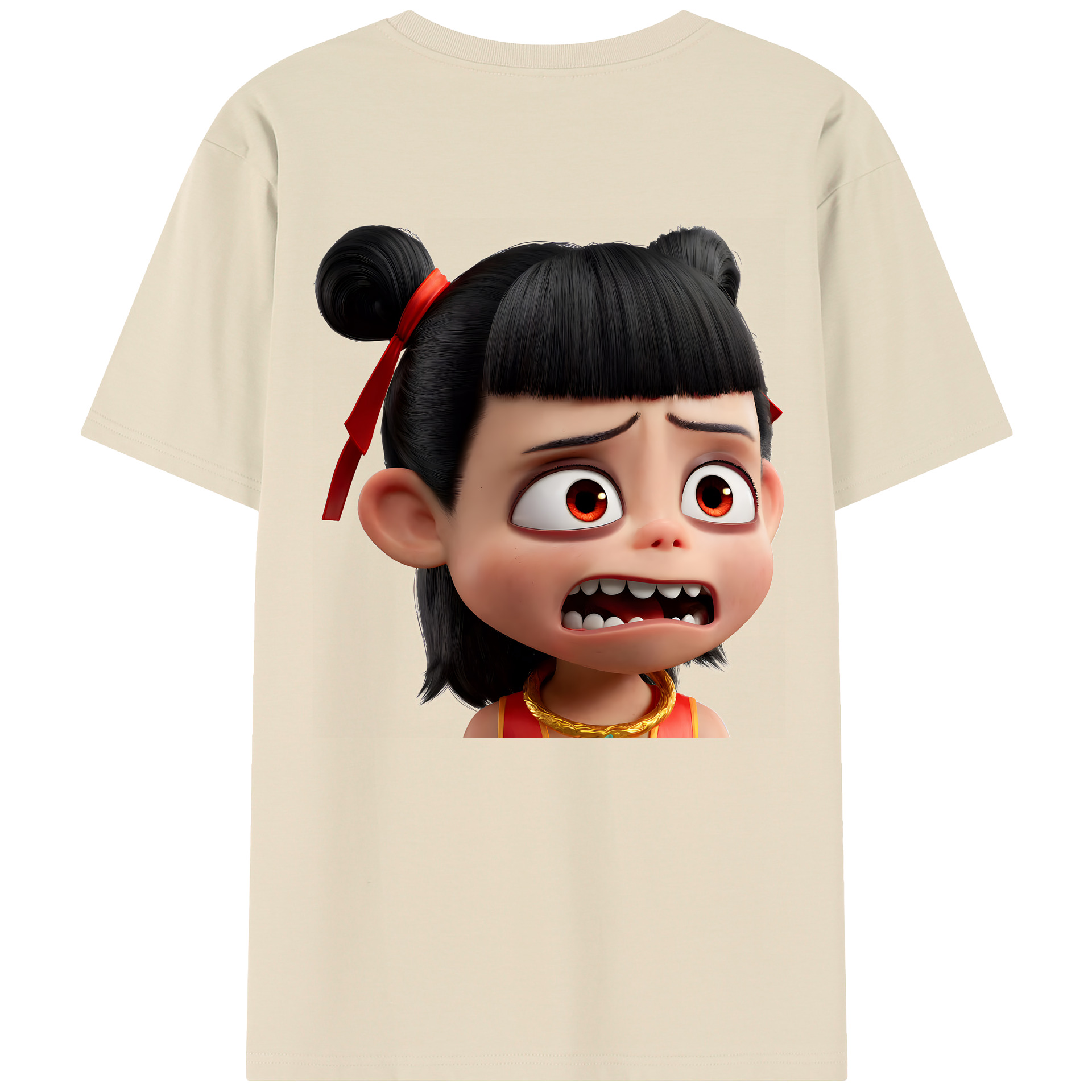 （画像用） Ne Zha 2 ナタ 魔童の大暴れ 綿100％半袖Tシャツ（背面プリント）