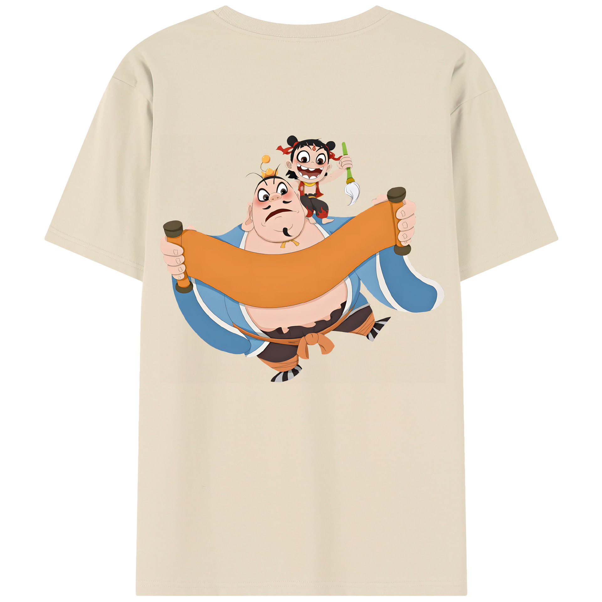 （画像用） Ne Zha 2 ナタ 魔童の大暴れ 綿100％半袖Tシャツ（背面プリント）