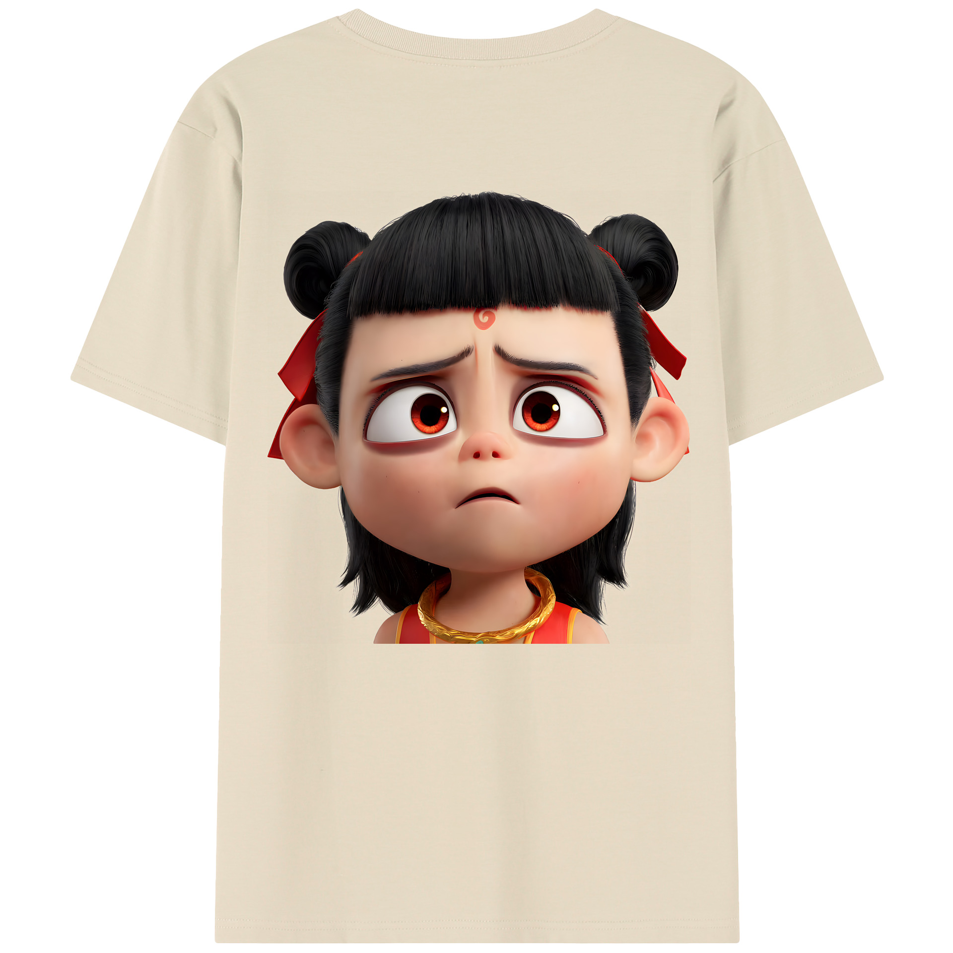 （画像用） Ne Zha 2 ナタ 魔童の大暴れ 綿100％半袖Tシャツ（背面プリント）