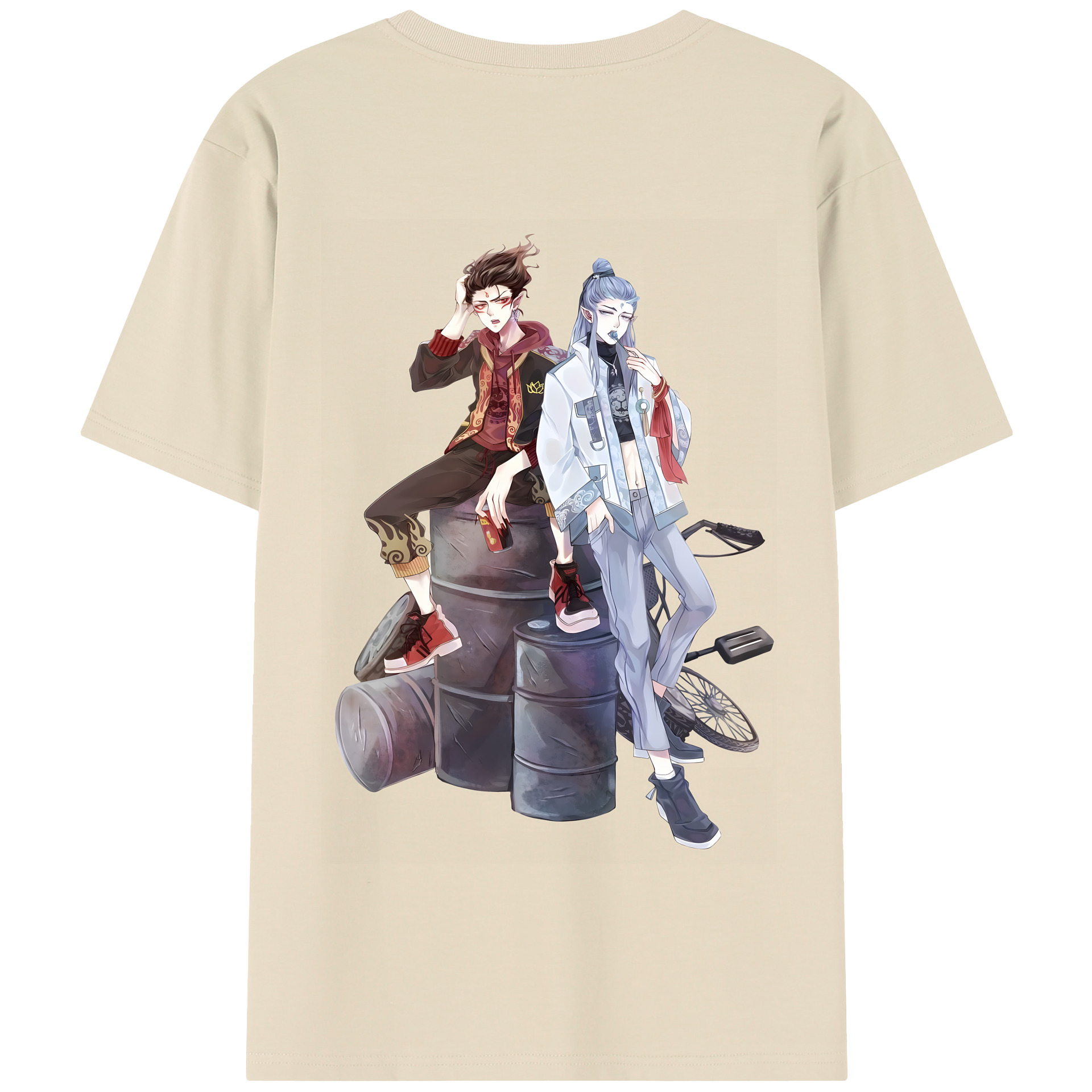 （画像用） Ne Zha 2 ナタ 魔童の大暴れ 綿100％半袖Tシャツ（背面プリント）