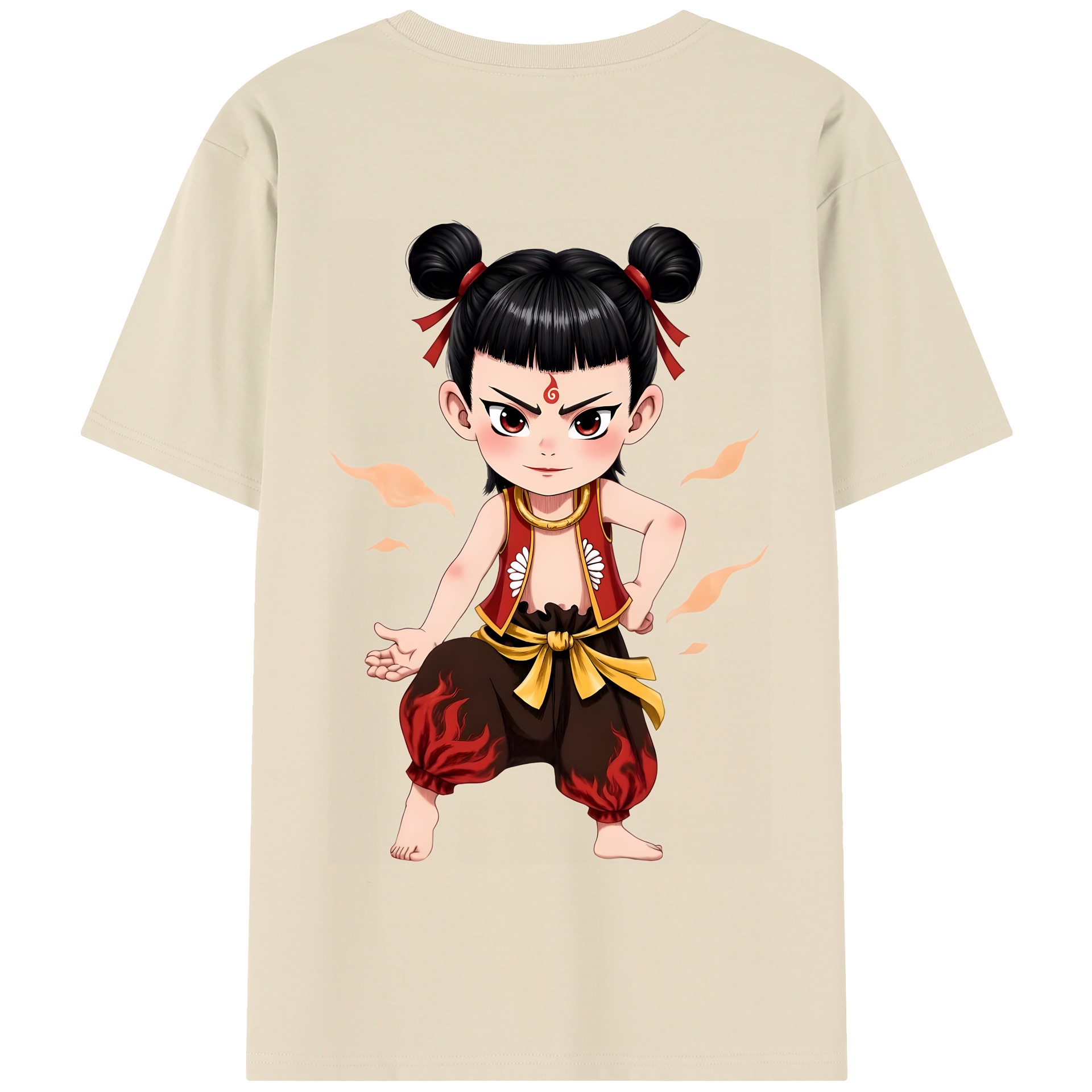 （画像用） Ne Zha 2 ナタ 魔童の大暴れ 綿100％半袖Tシャツ（背面プリント）