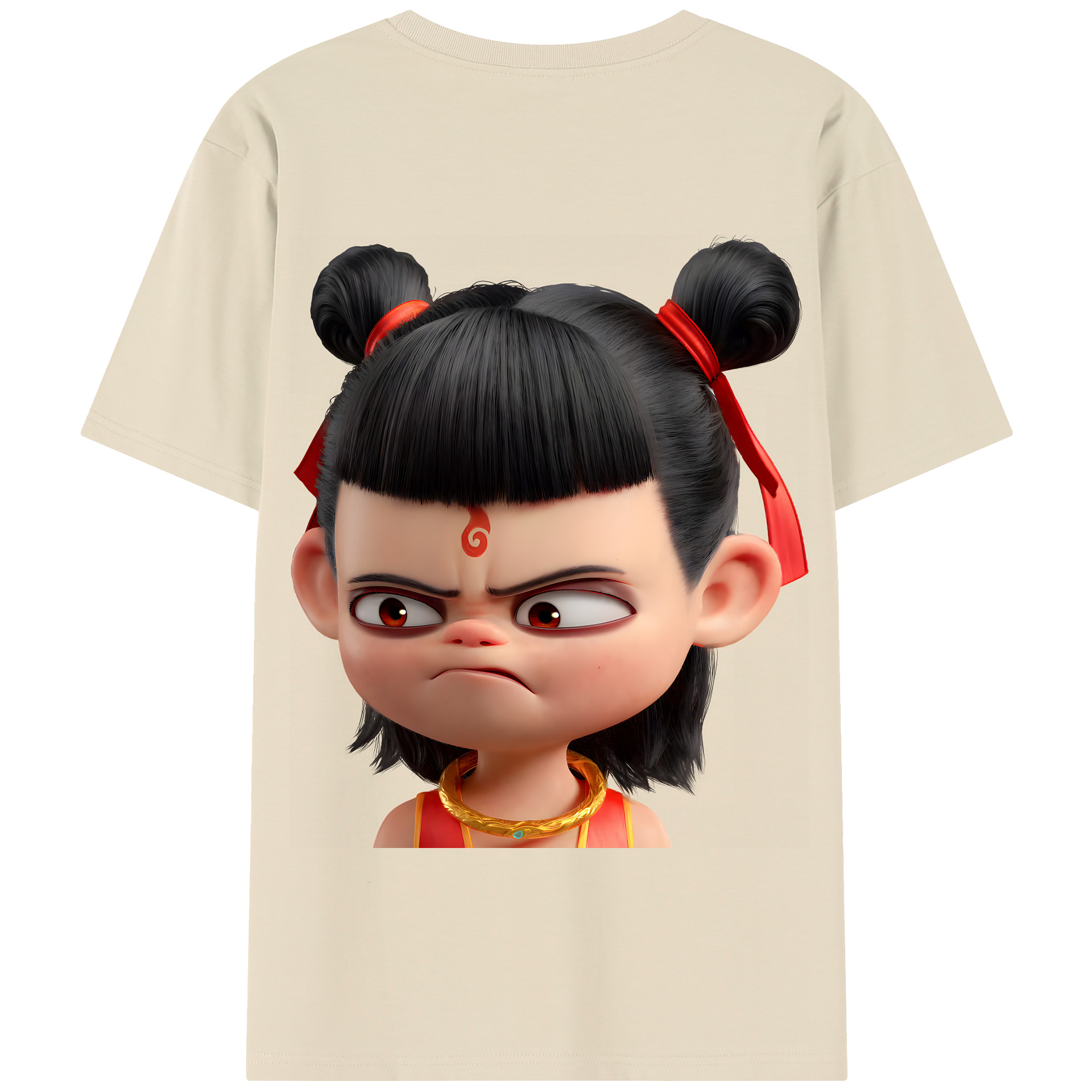 （画像用） Ne Zha 2 ナタ 魔童の大暴れ 綿100％半袖Tシャツ（背面プリント）