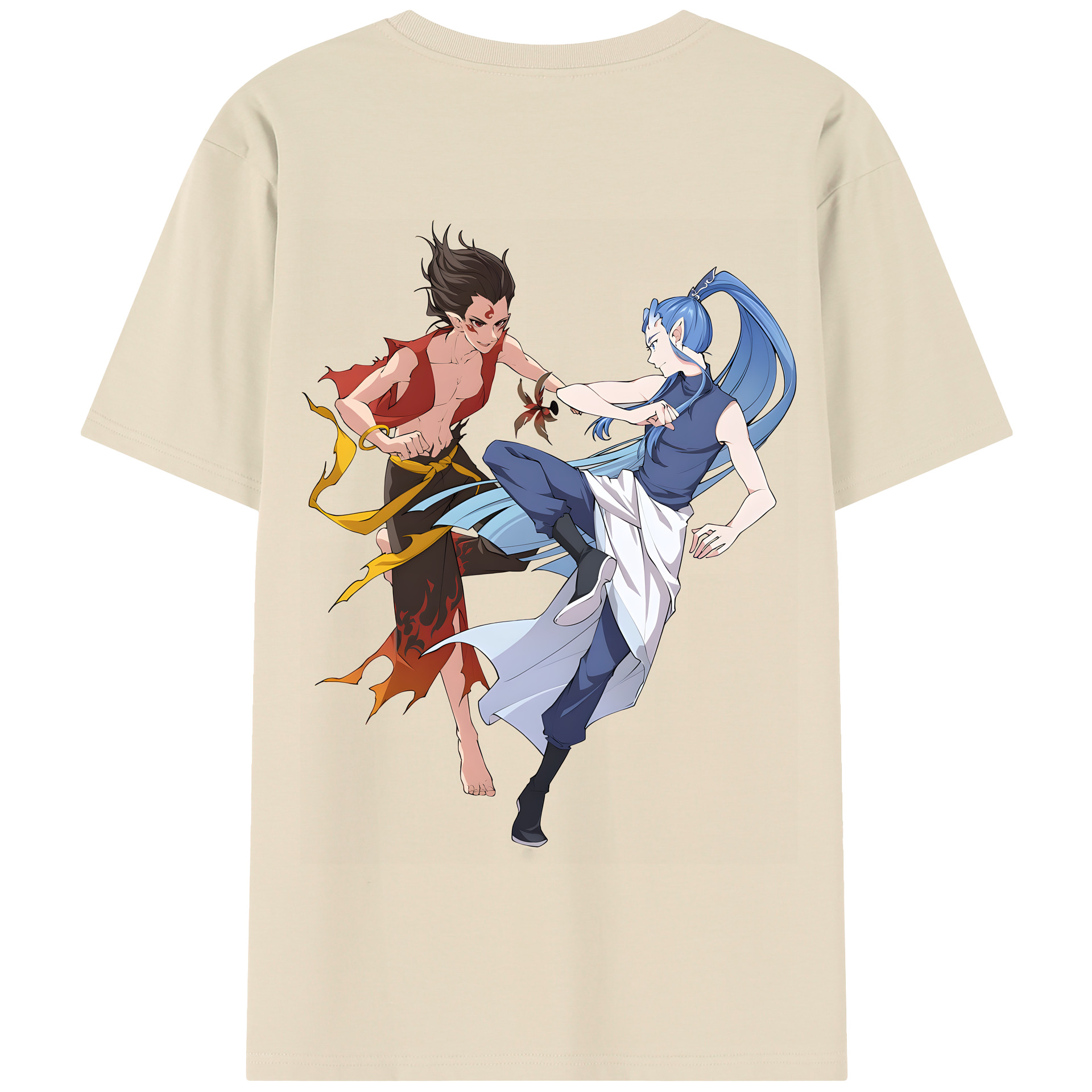 （画像用） Ne Zha 2 ナタ 魔童の大暴れ 綿100％半袖Tシャツ（背面プリント）
