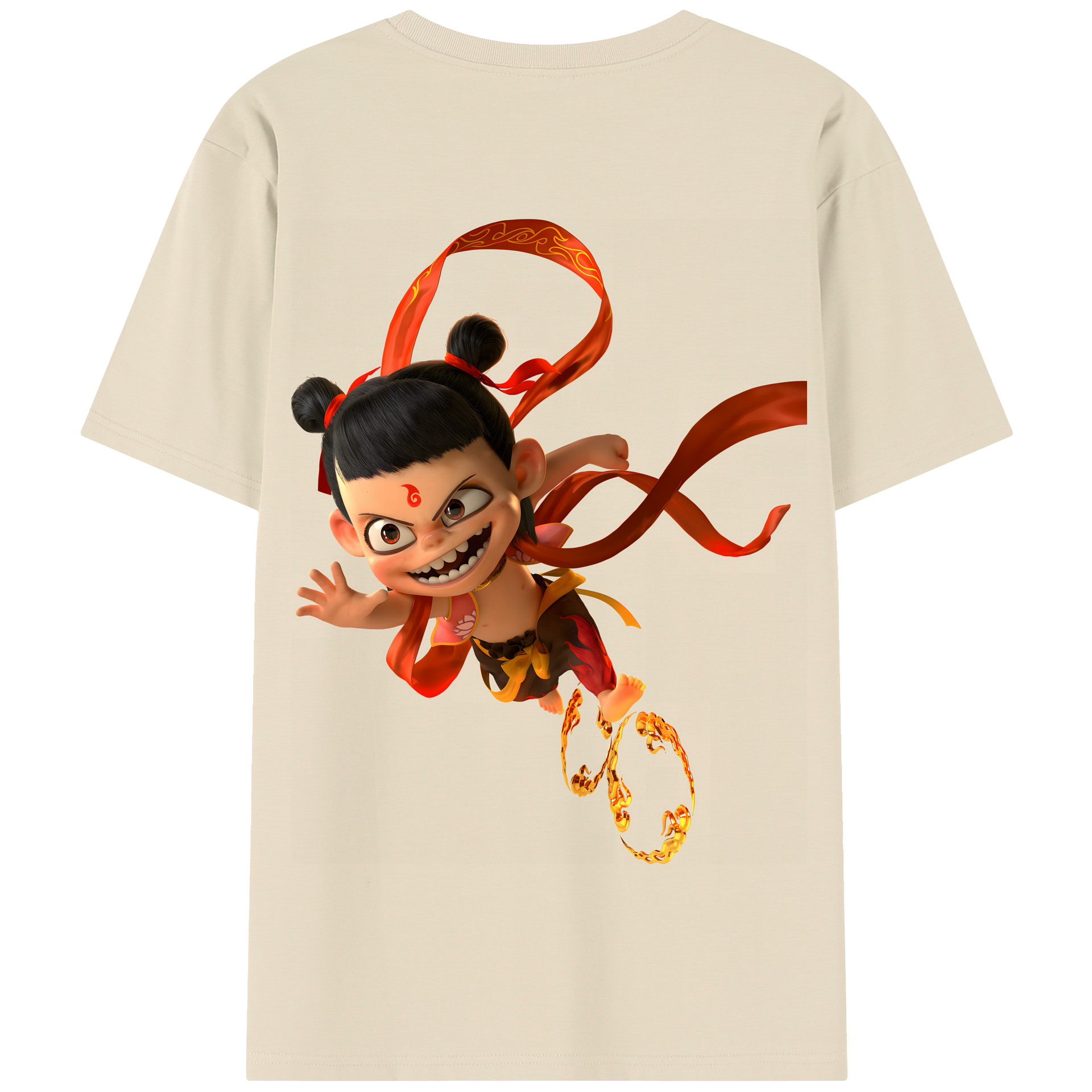 （画像用） Ne Zha 2 ナタ 魔童の大暴れ 綿100％半袖Tシャツ（背面プリント）