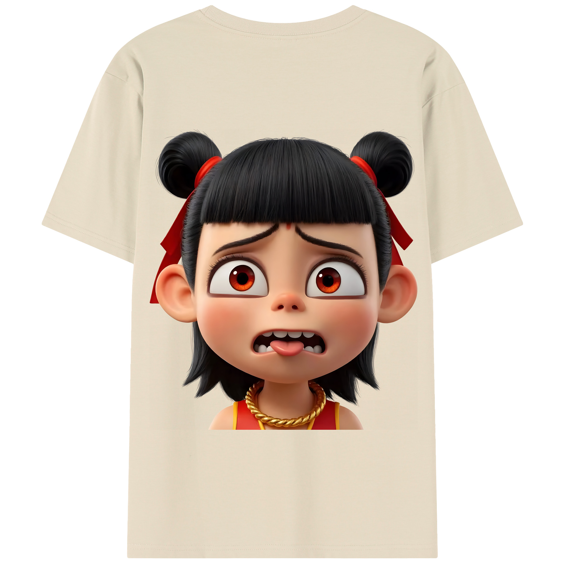 （画像用） Ne Zha 2 ナタ 魔童の大暴れ 綿100％半袖Tシャツ（背面プリント）