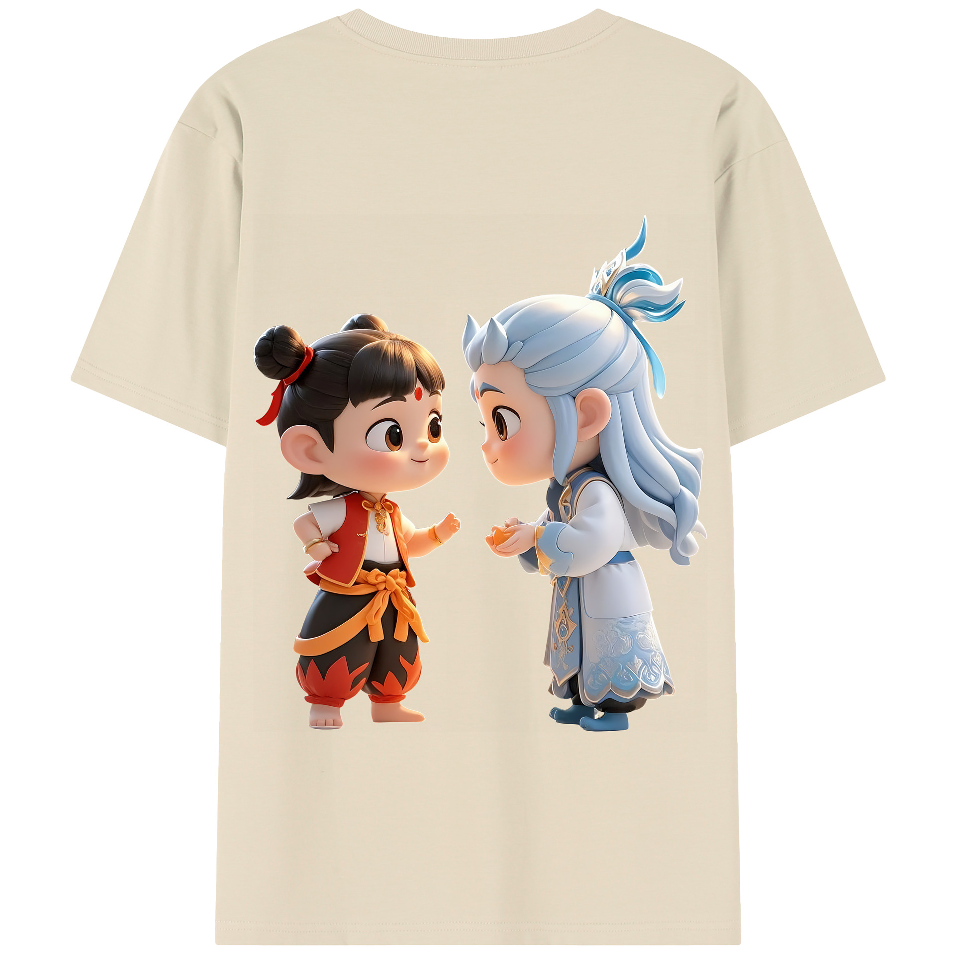 （画像用） Ne Zha 2 ナタ 魔童の大暴れ 綿100％半袖Tシャツ（背面プリント）
