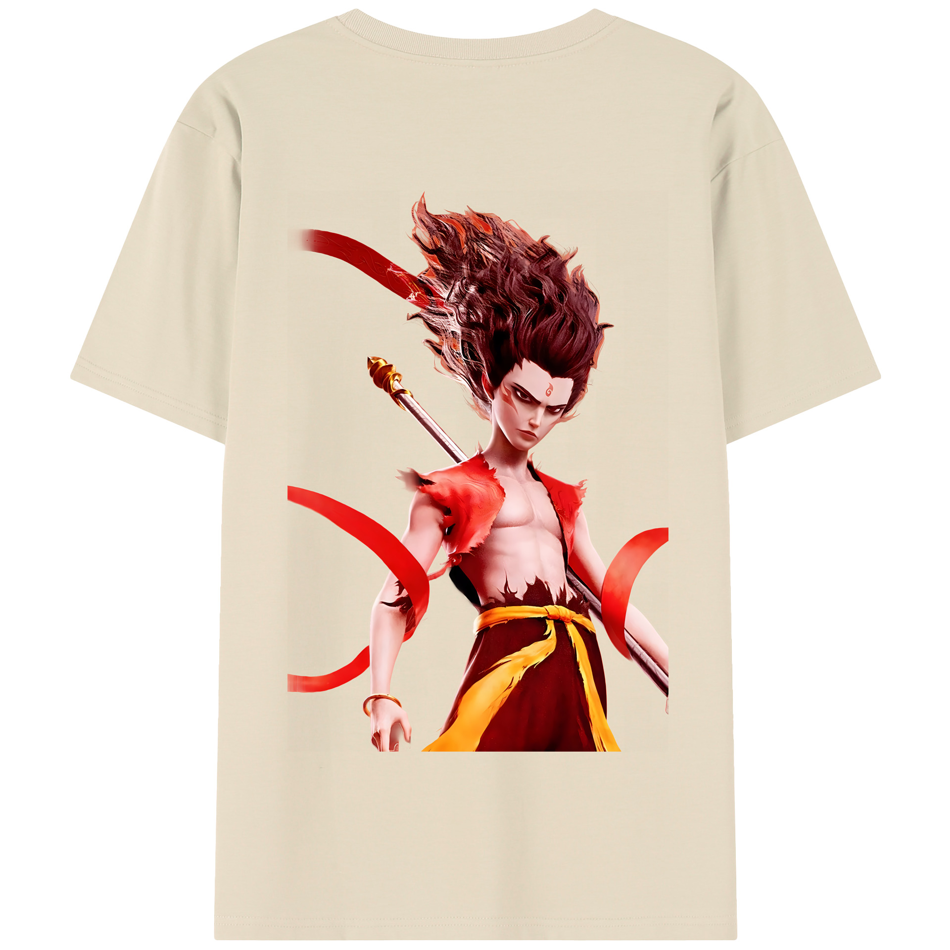 （画像用） Ne Zha 2 ナタ 魔童の大暴れ 綿100％半袖Tシャツ（背面プリント）
