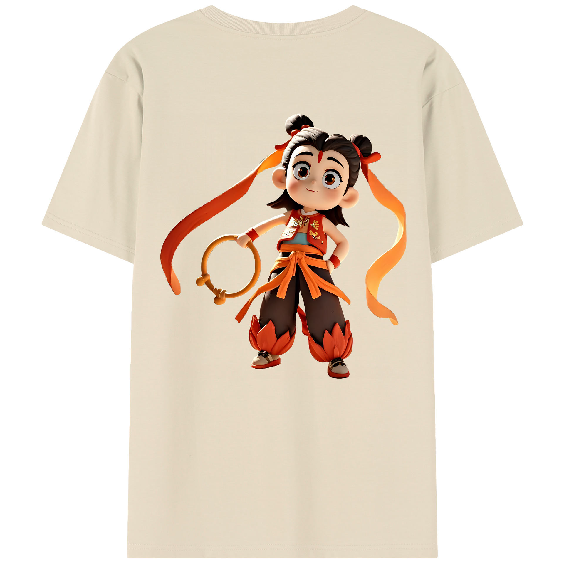 （画像用） Ne Zha 2 ナタ 魔童の大暴れ 綿100％半袖Tシャツ（背面プリント）
