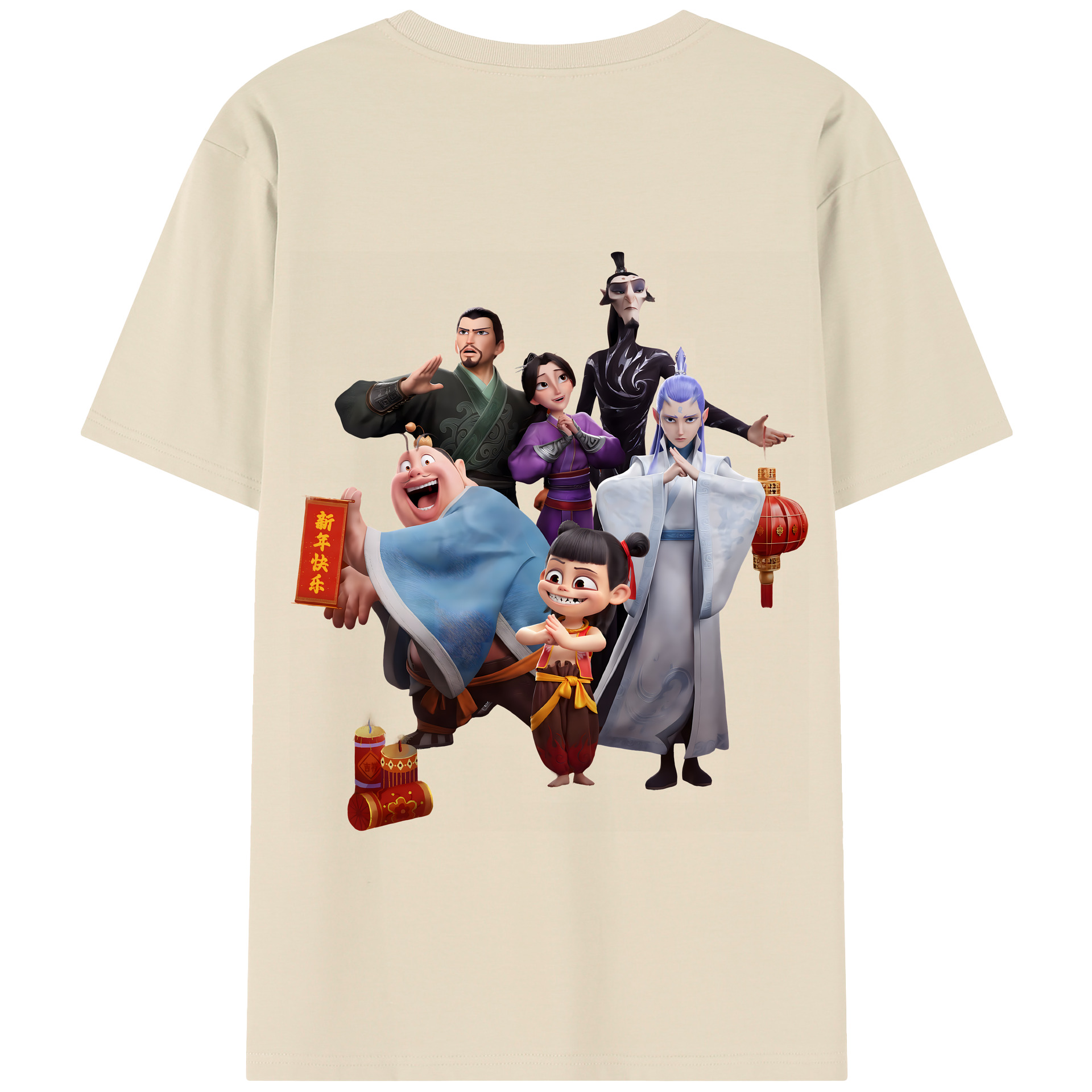 （画像用） Ne Zha 2 ナタ 魔童の大暴れ 綿100％半袖Tシャツ（背面プリント）